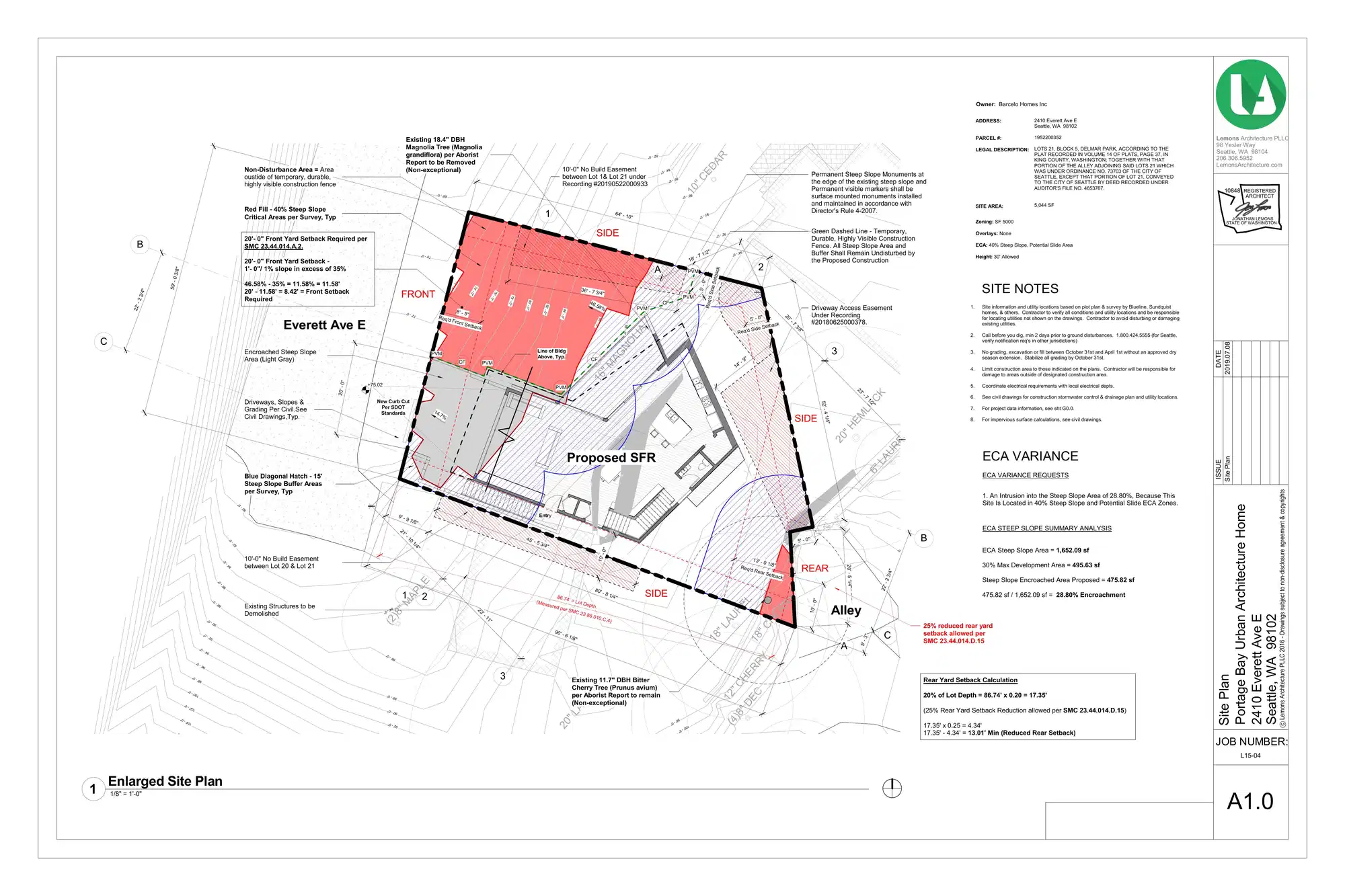 Site plan for 2410 Everett Ave E