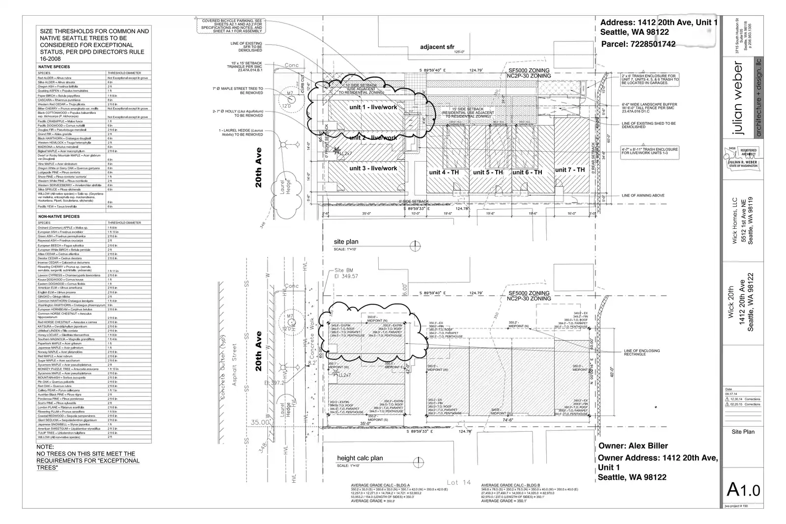 Site plan for 1412 20th Ave