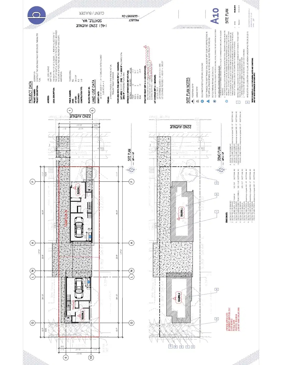 Site plan for 1461 22nd Ave