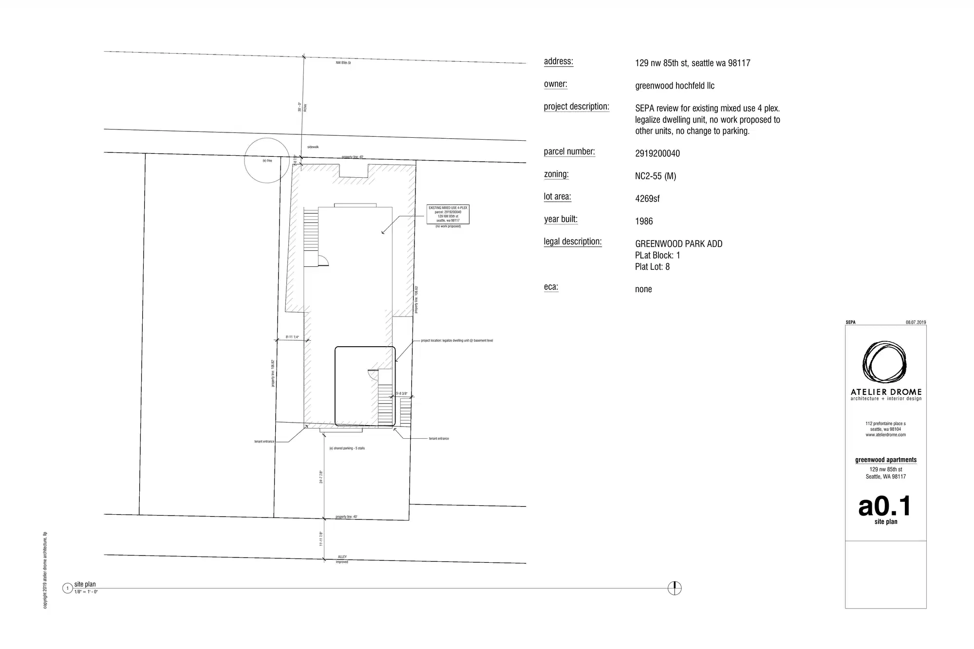 Site plan for 129 NW 85th St