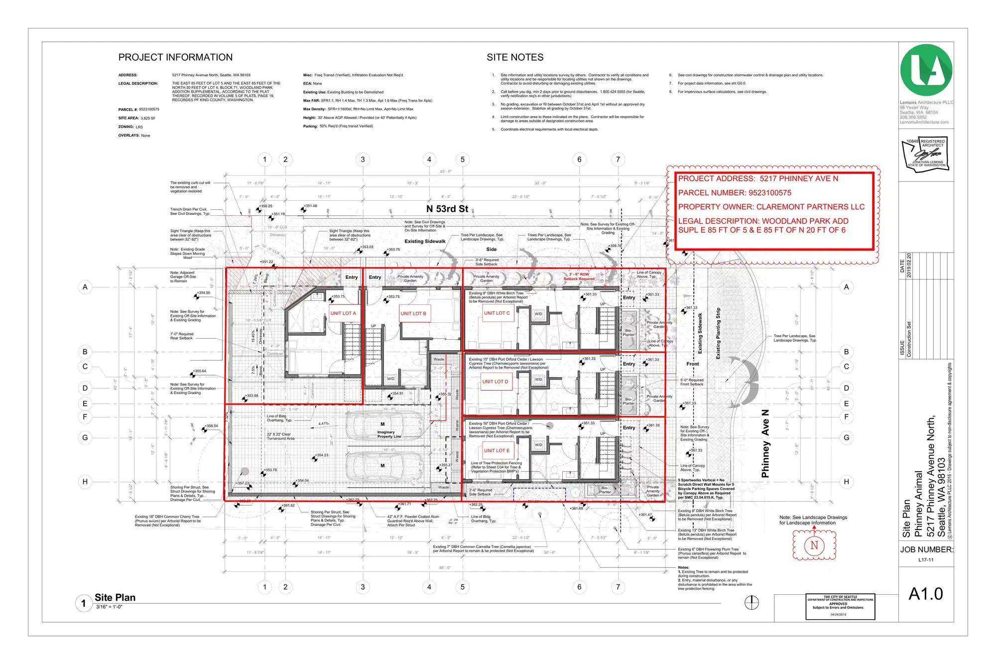 Site plan for 5217 Phinney Ave N