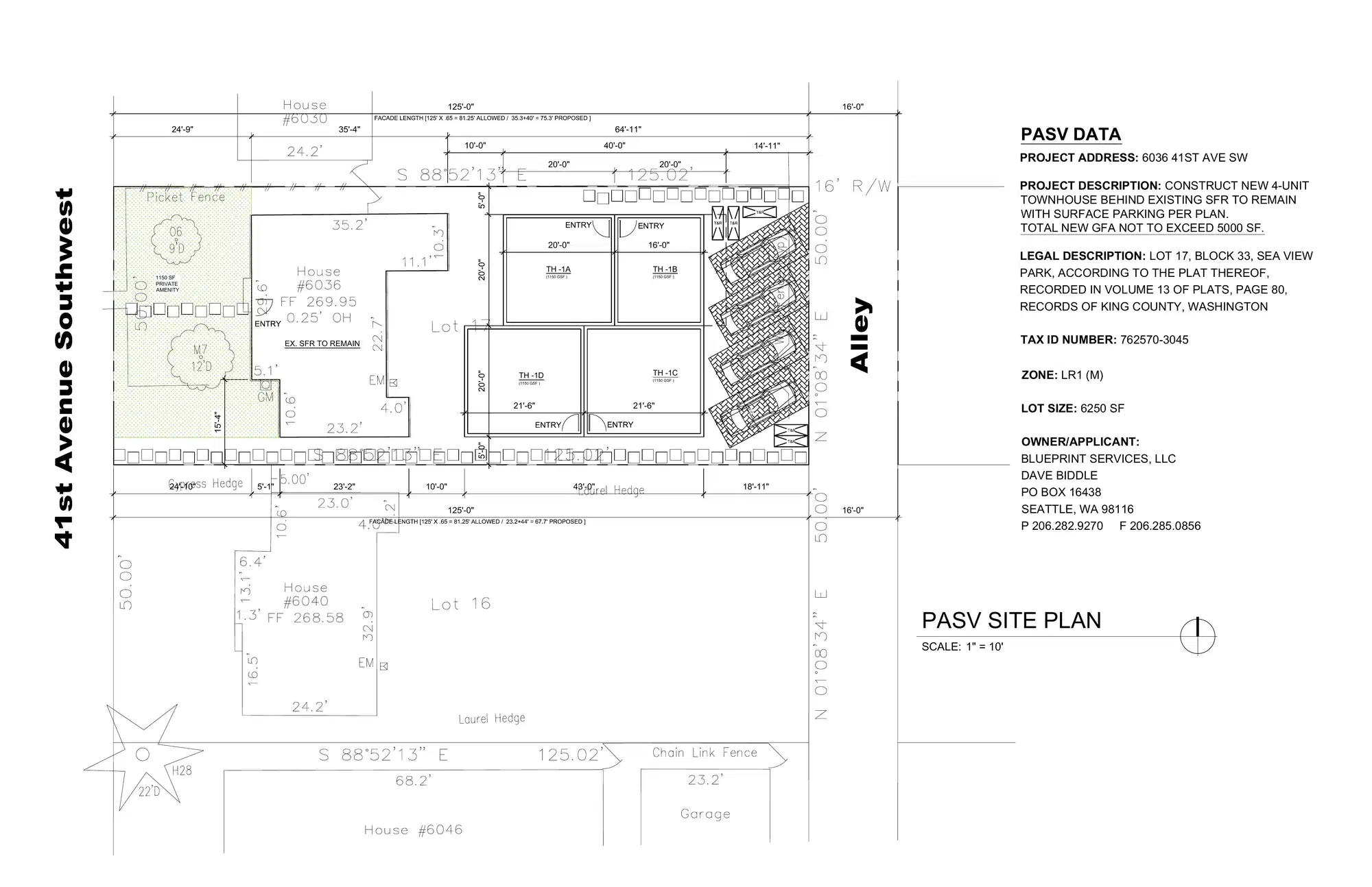 Site plan for 6038 41st Ave SW