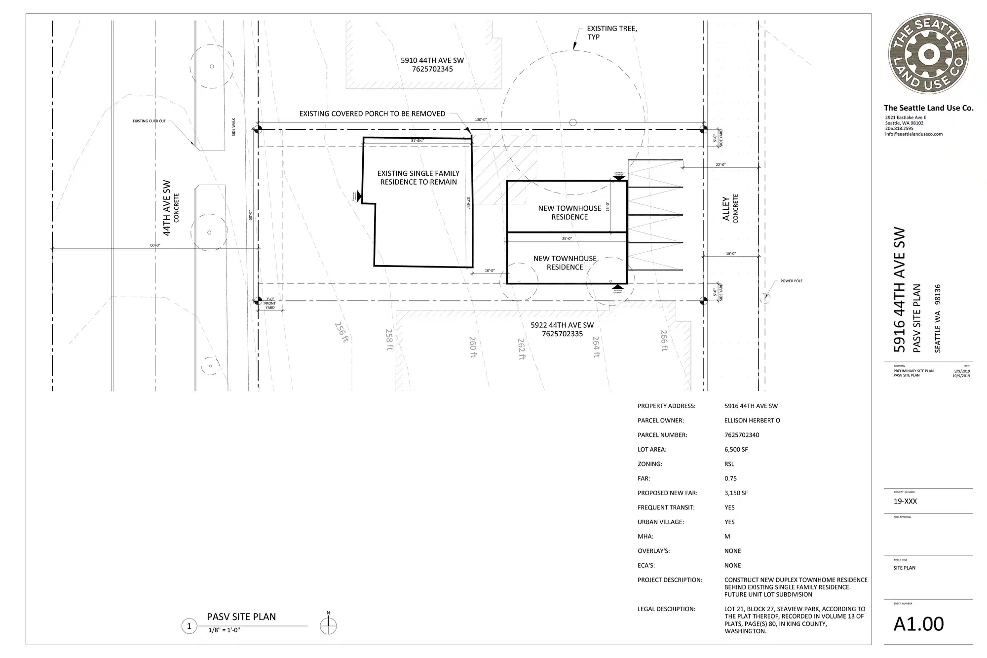 Site plan for 5918 44th Ave SW
