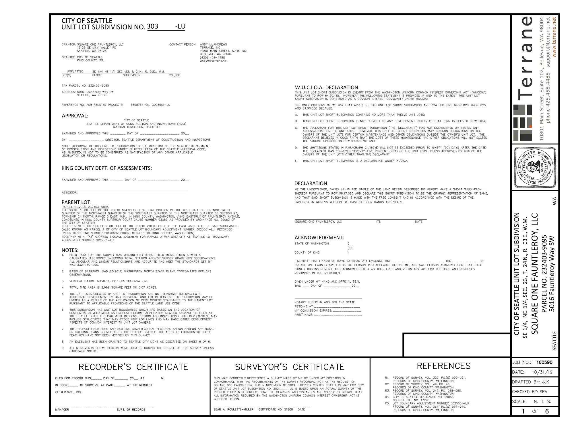 Site plan for 5016 Fauntleroy Way SW