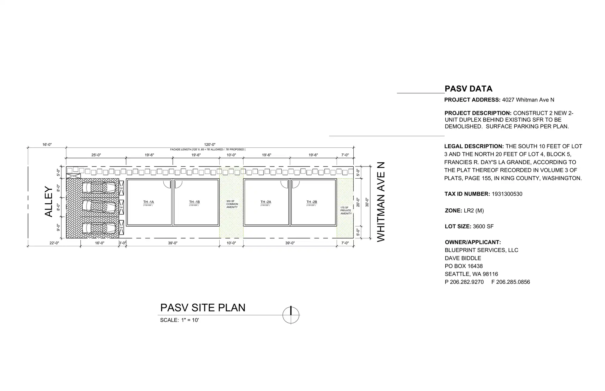 Site plan for 4027 Whitman Ave N