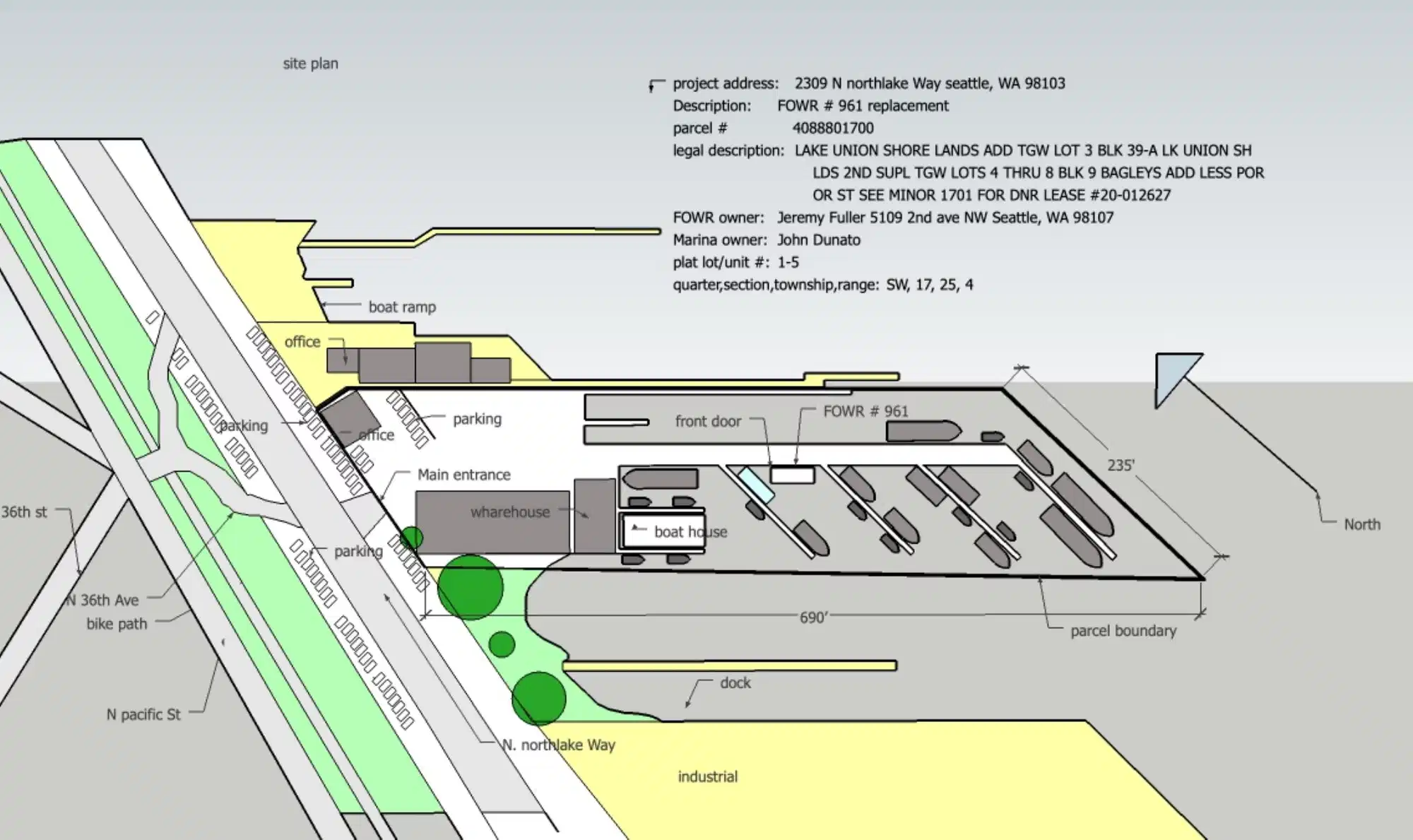 Site plan for 624 W Ewing St