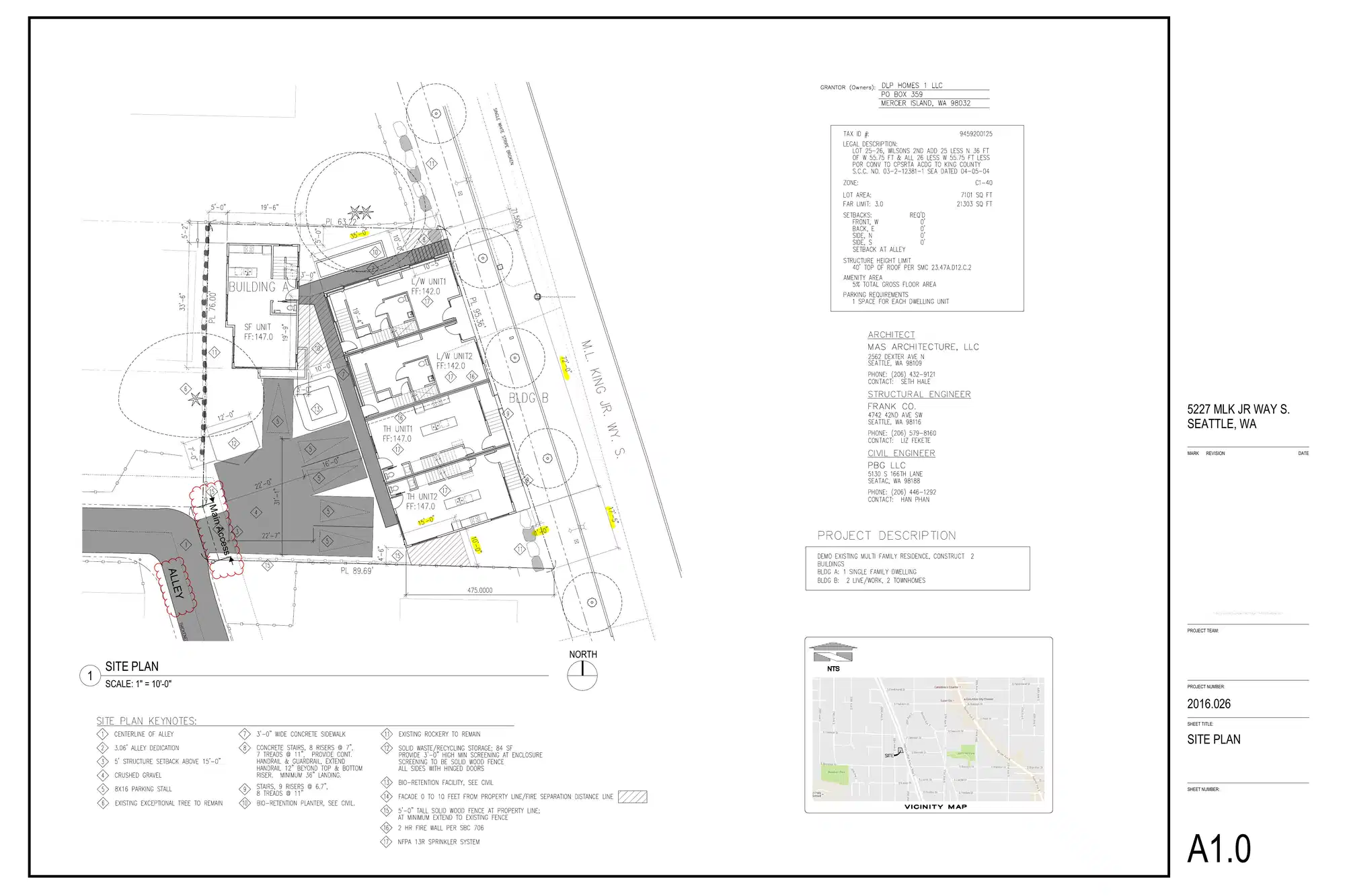 Site plan for 5227 M L King Jr Way S