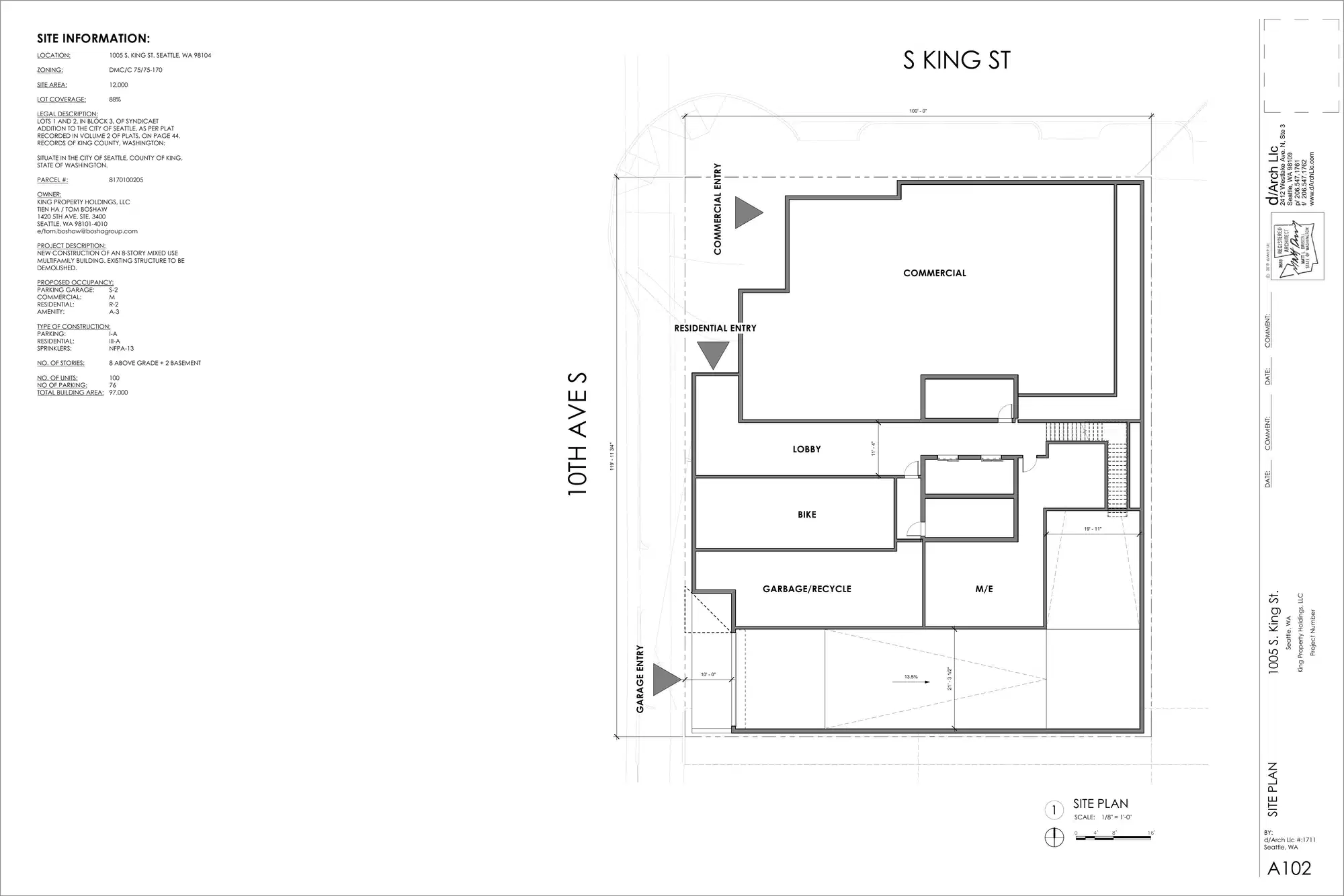 Site plan for 1005 S King St