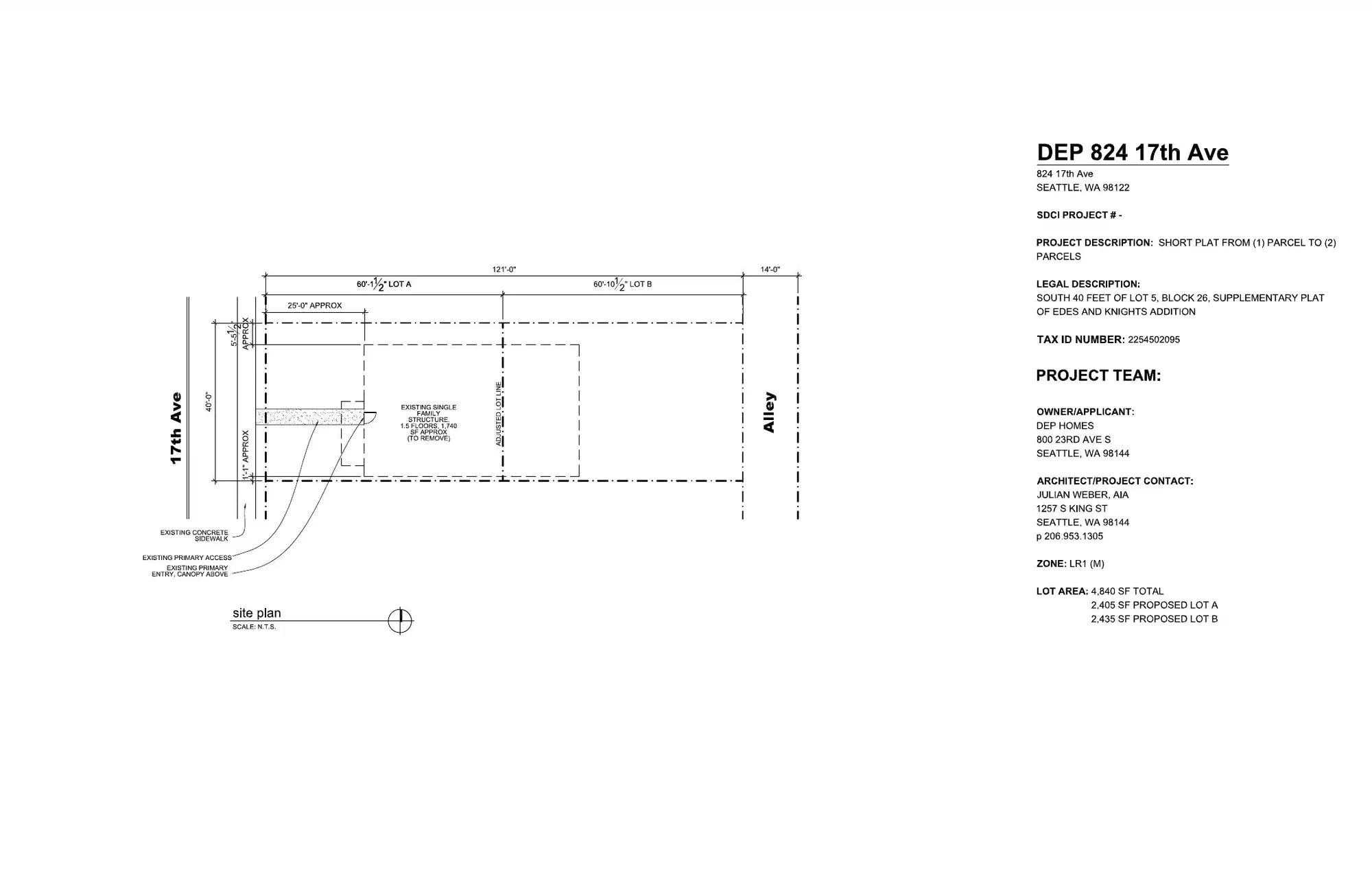 Site plan for 826 17th Ave