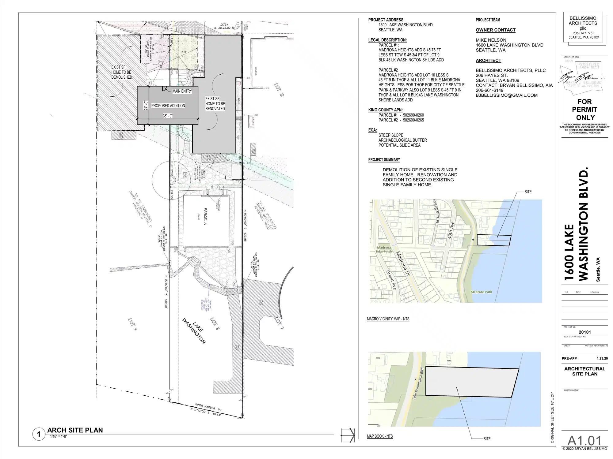 Site plan for 1600 Lake Washington Blvd