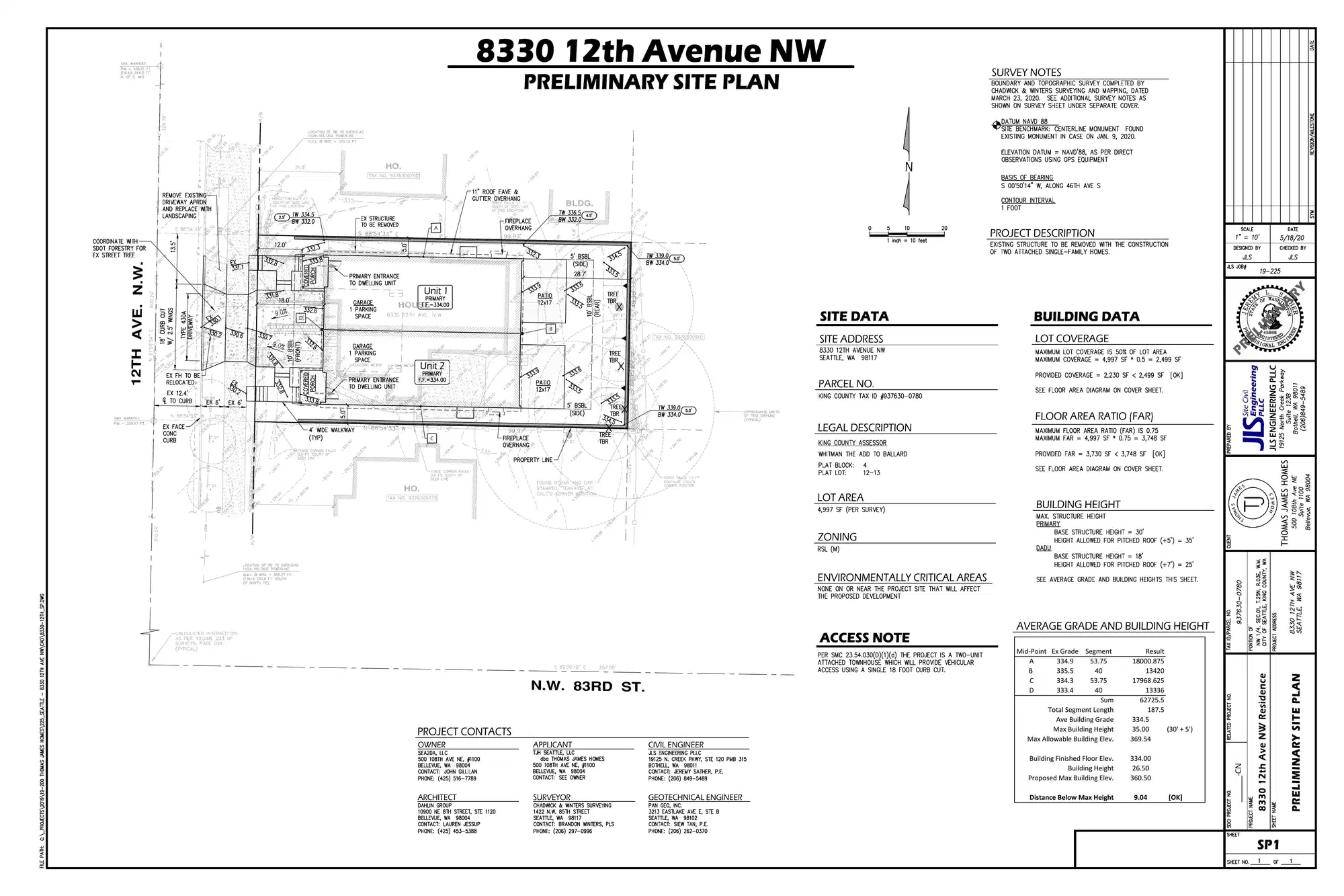 Site plan for 8330 12th Ave NW