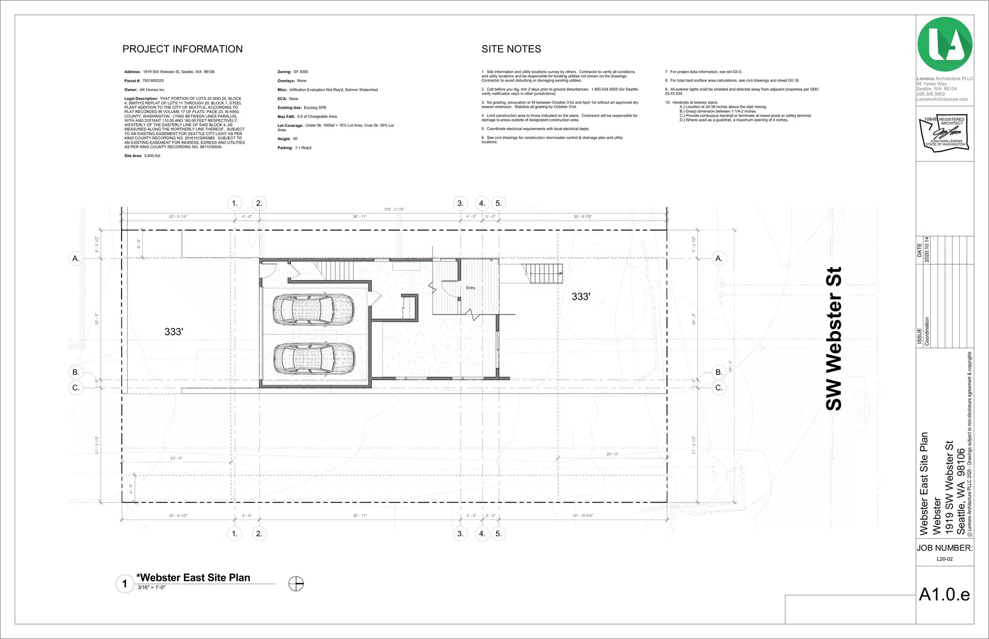 Site plan for 1919 SW Webster St