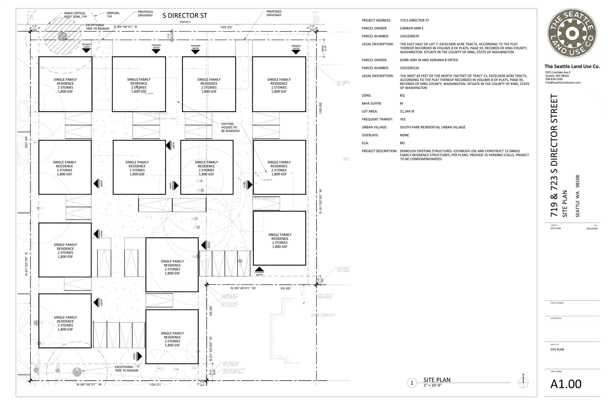 Site plan for 711 S Director St