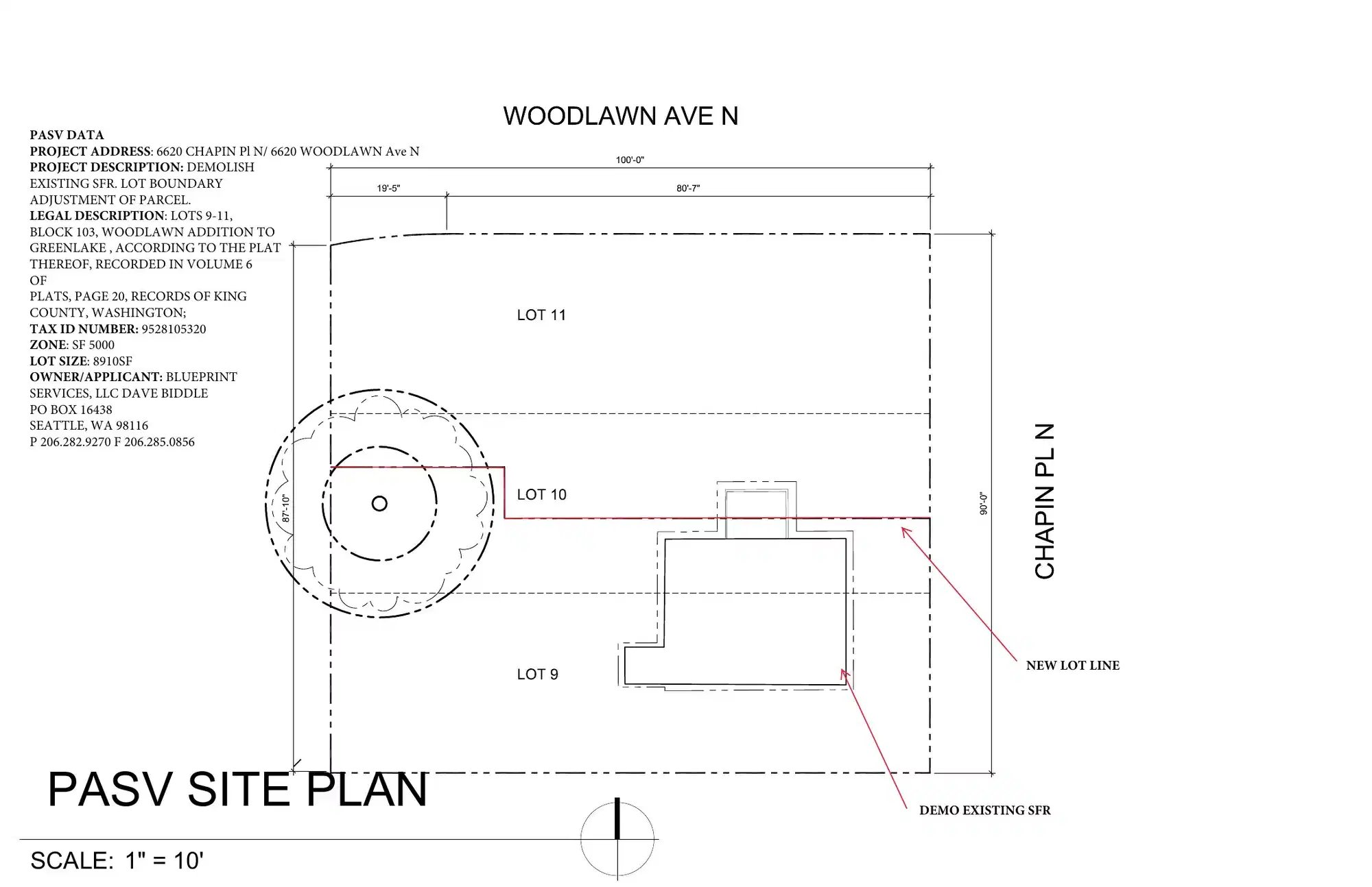 Site plan for 6547 Chapin Pl N
