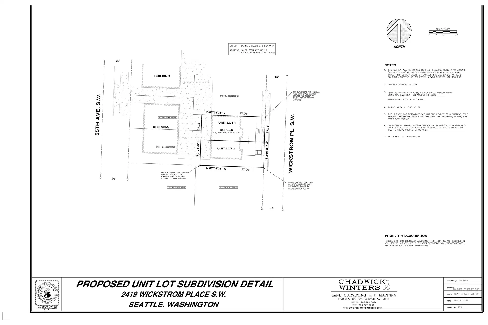 Site plan for 2419 Wickstrom Pl SW