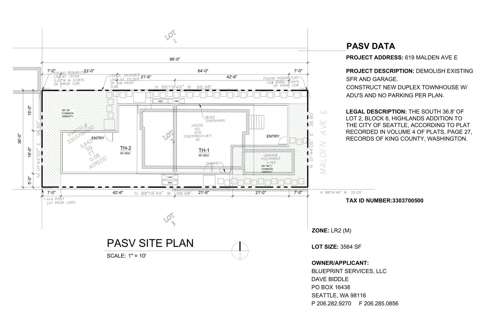 Site plan for 619 Malden Ave E
