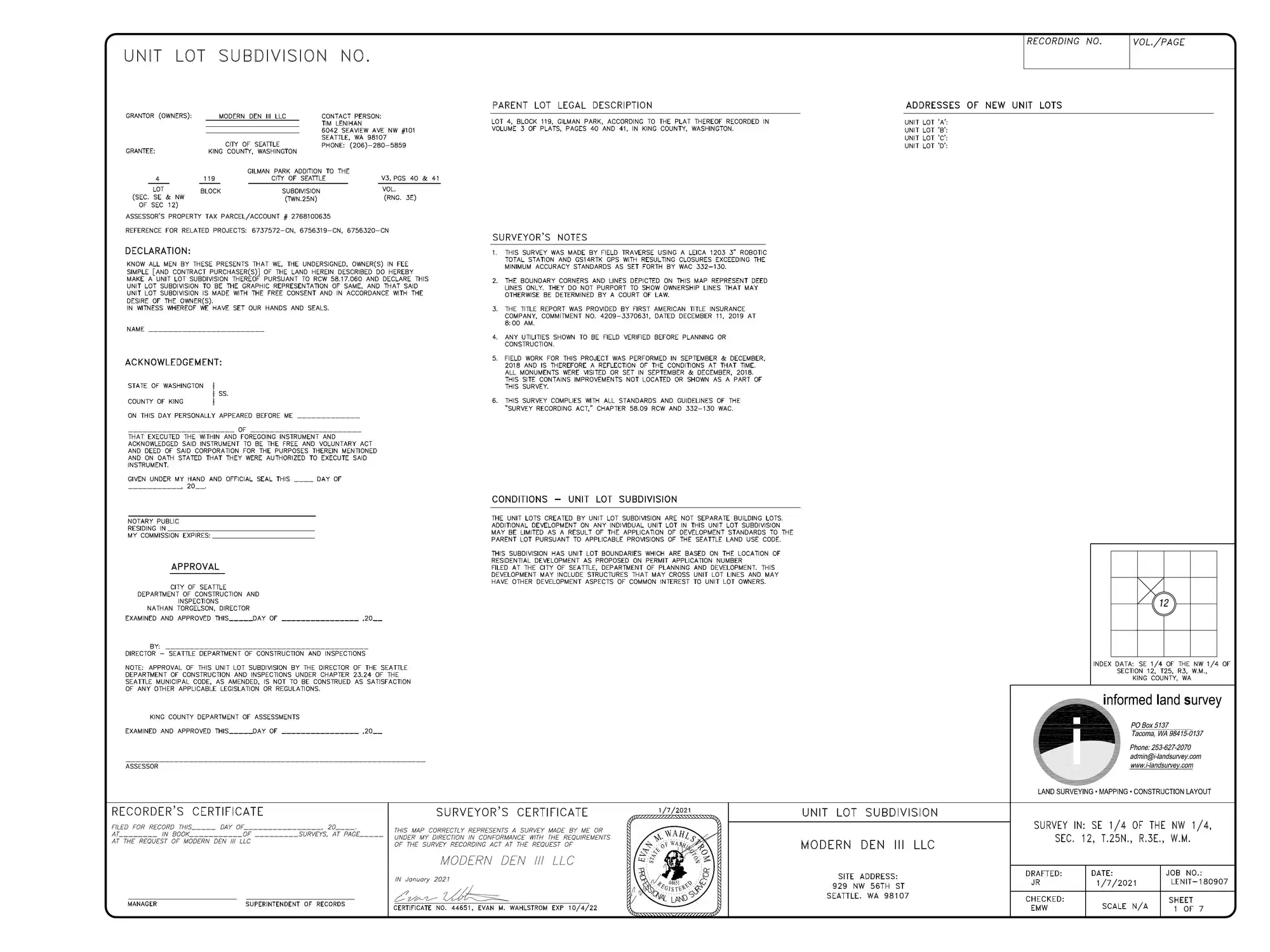 Site plan for 118 B 26th Ave E