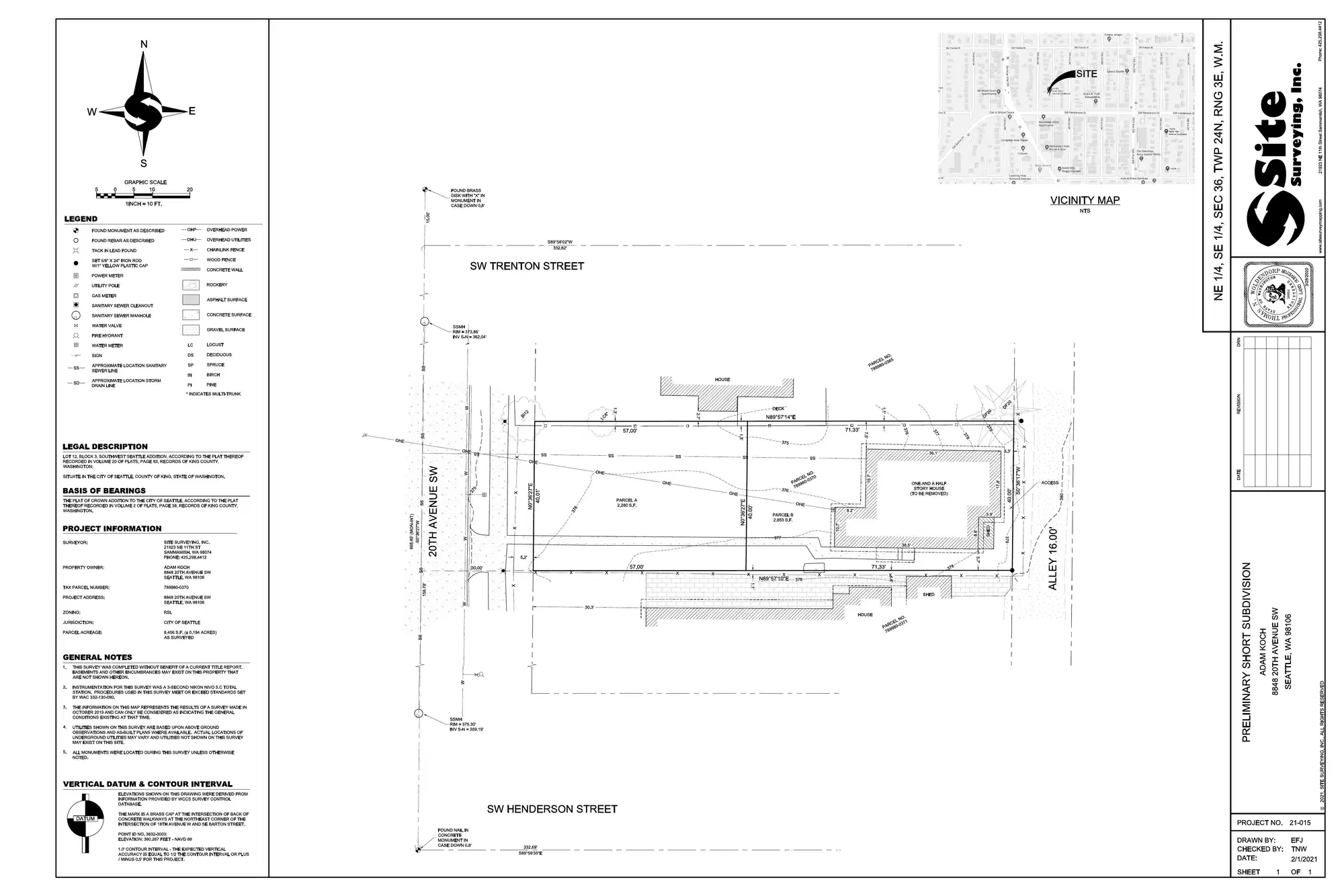 Site plan for 8846 20th Ave SW