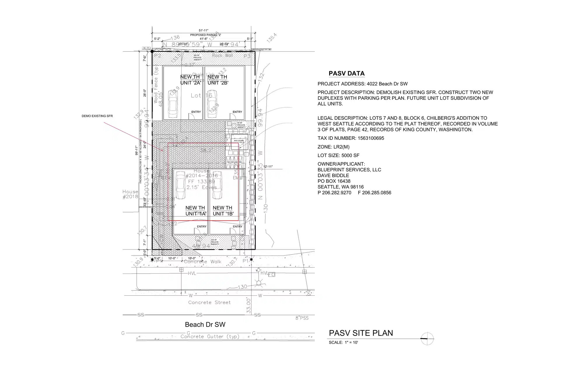 Site plan for 4016 Beach Dr SW