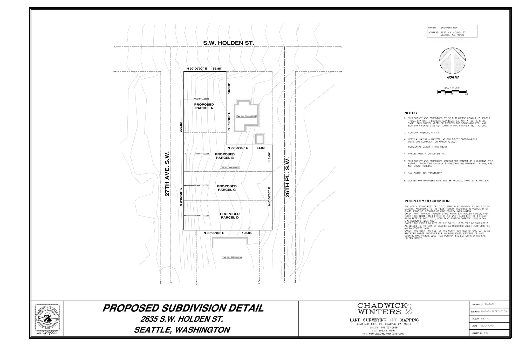 Site plan for 7713 B 26th Pl SW