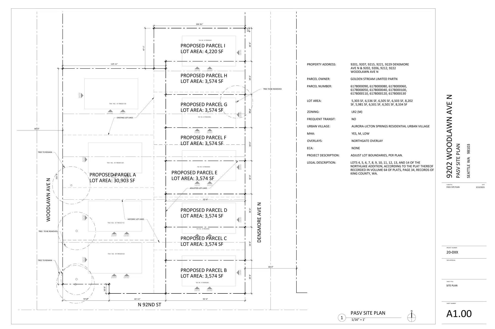 Site plan for 9201 Densmore Ave N