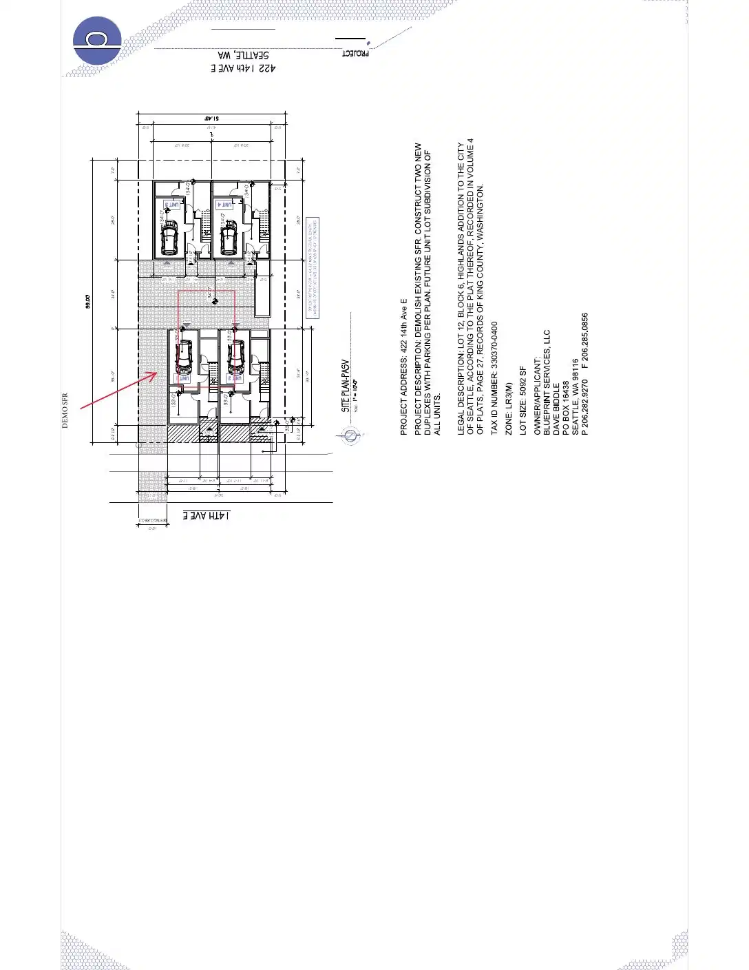 Site plan for 422 14th Ave E