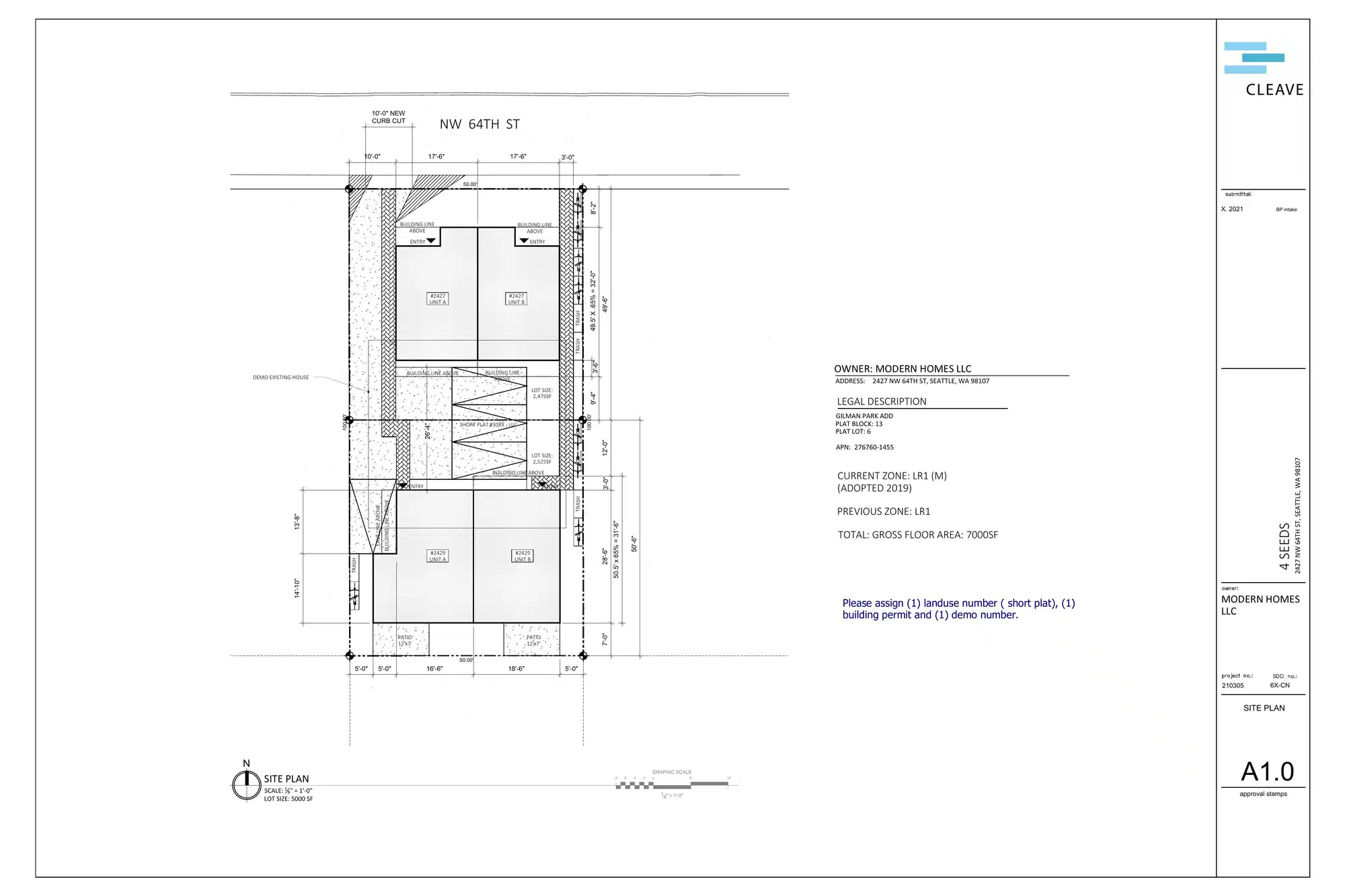 Site plan for 2427 NW 64th St