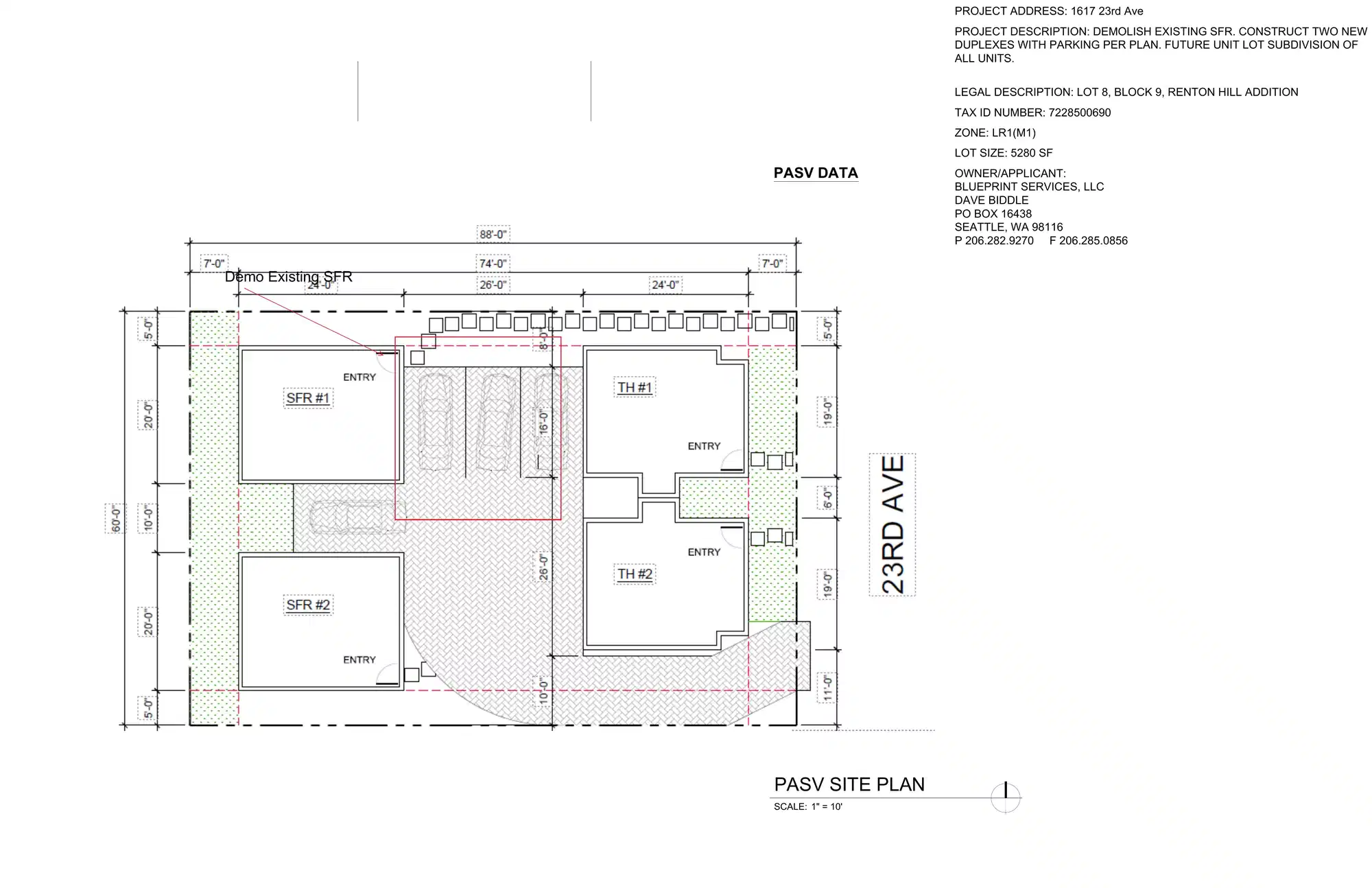 Site plan for 1617 23rd Ave