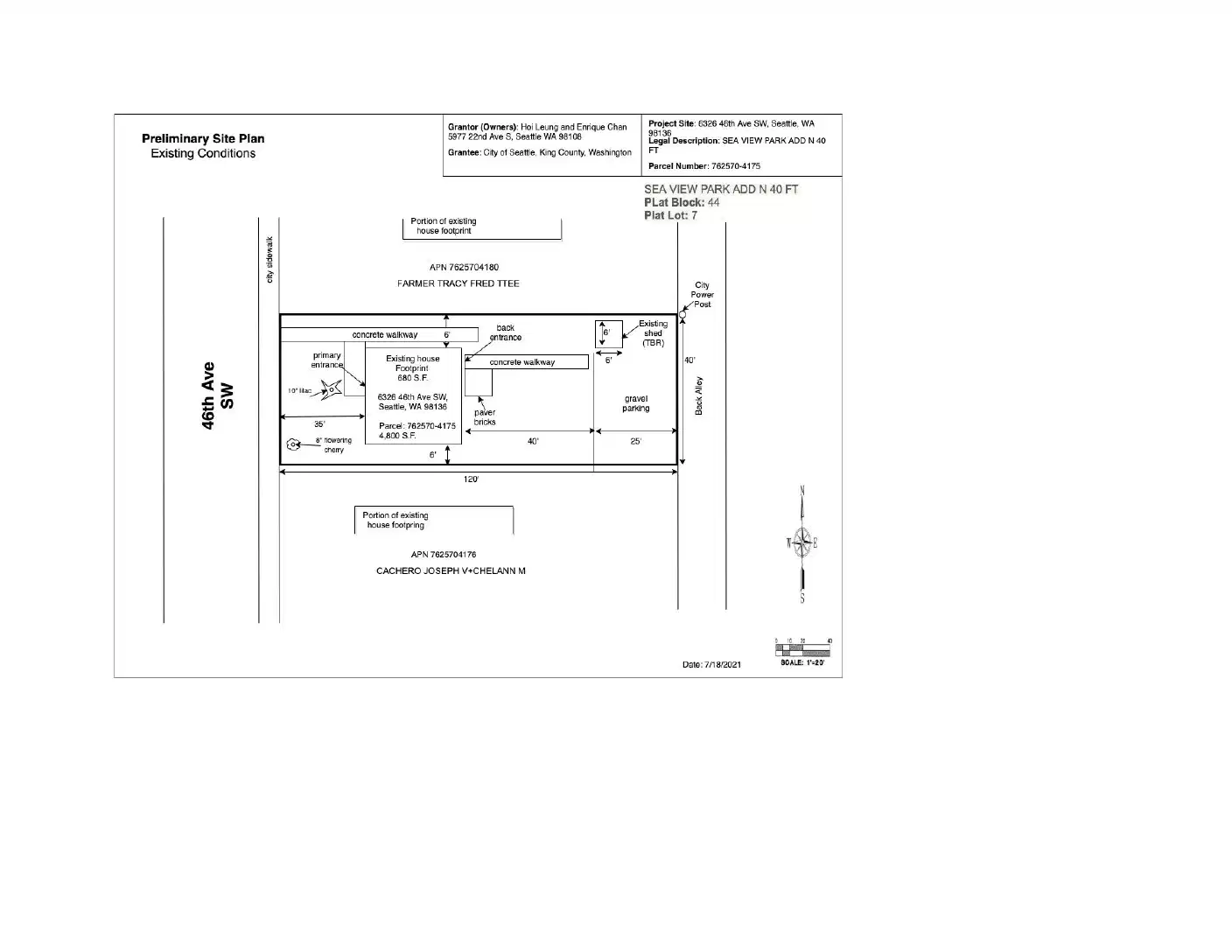 Site plan for 6326 46th Ave SW