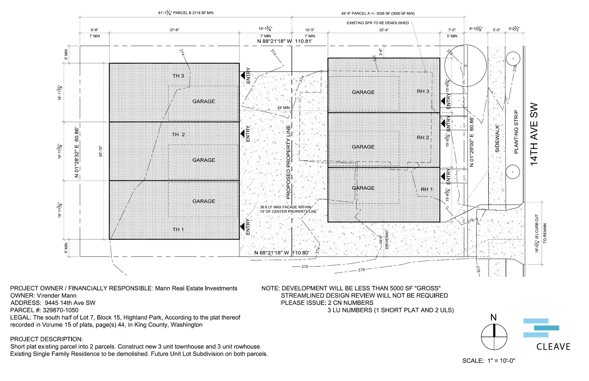 Site plan for 9445 14th Ave SW