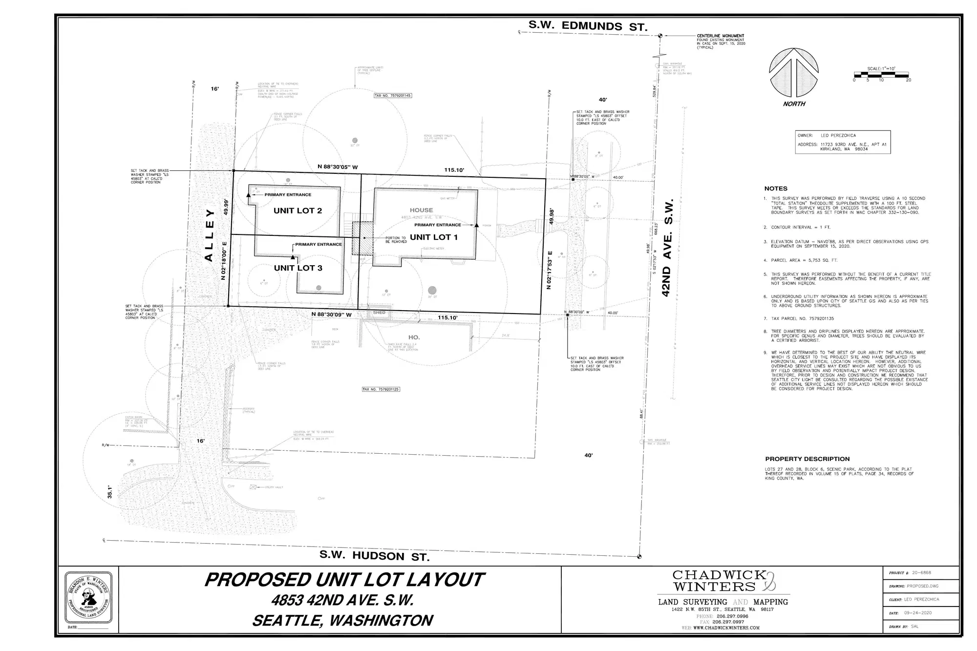 Site plan for 4855 A 42nd Ave SW