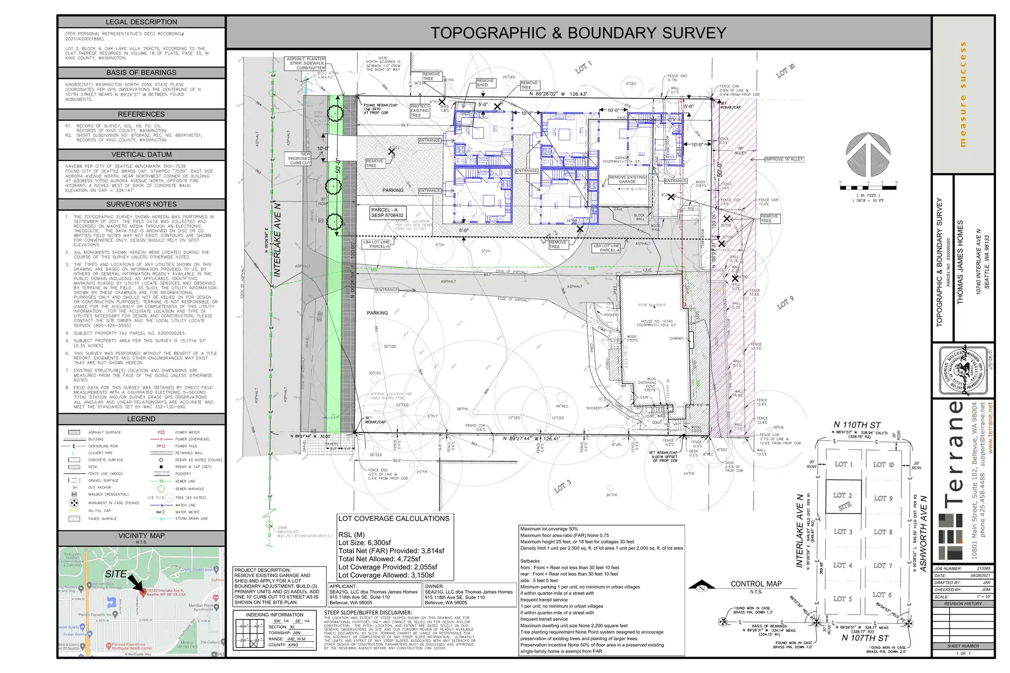 Site plan for 10738 Interlake Ave N