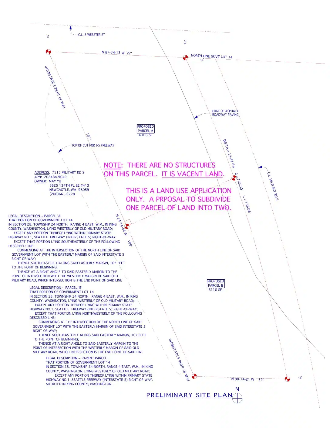 Site plan for 7523 Military Rd S