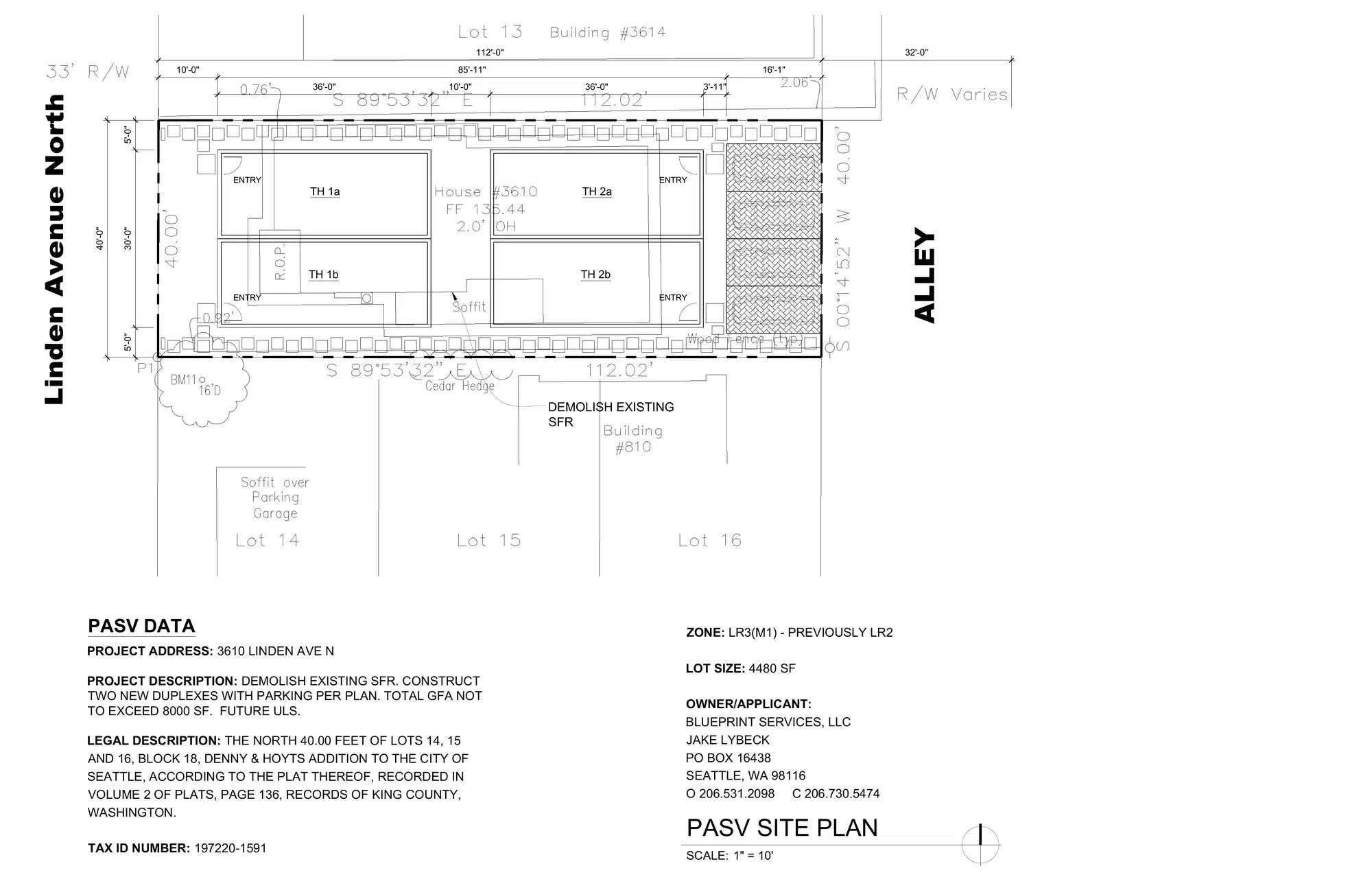 Site plan for 3610 Linden Ave N