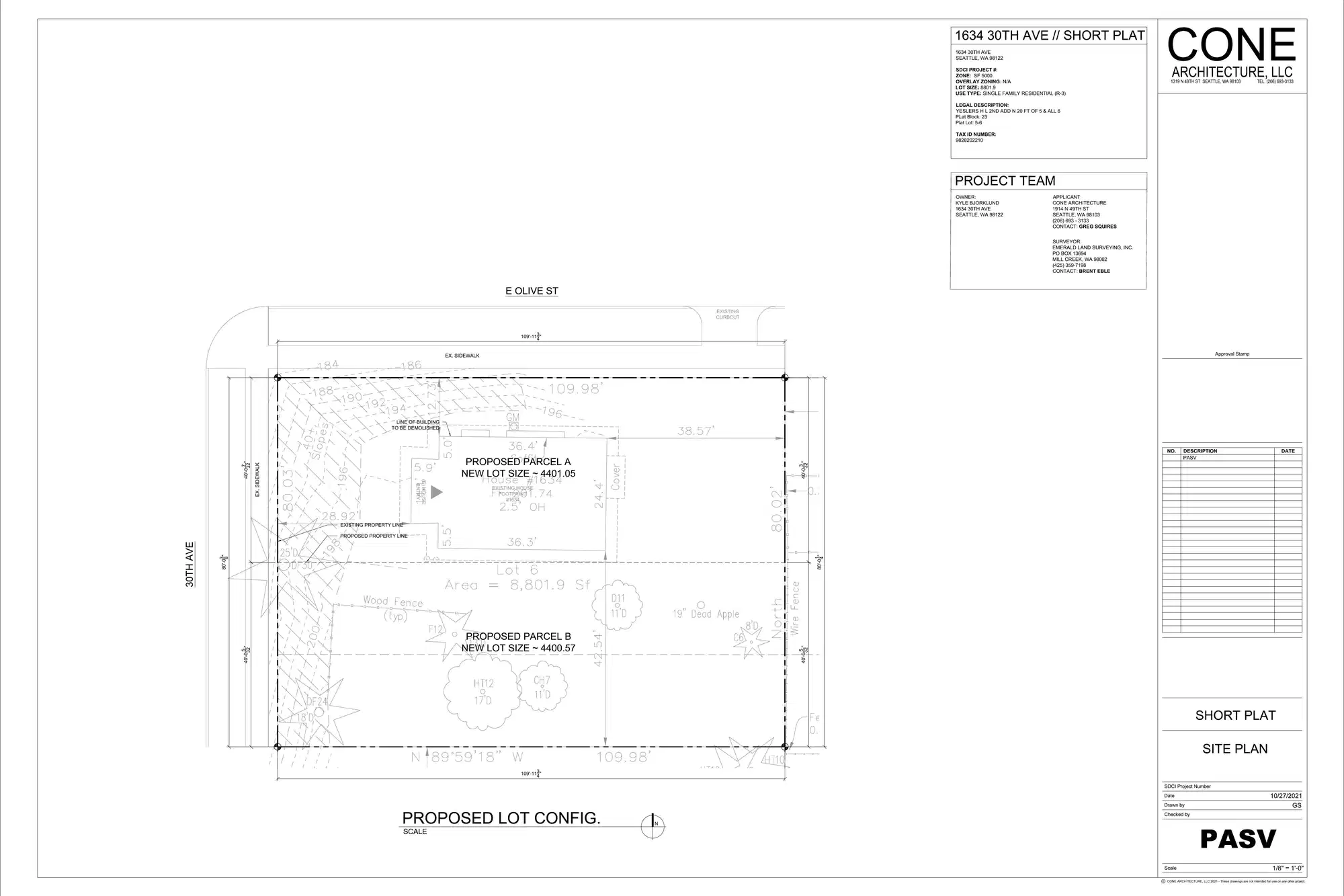Site plan for 1634 30th Ave
