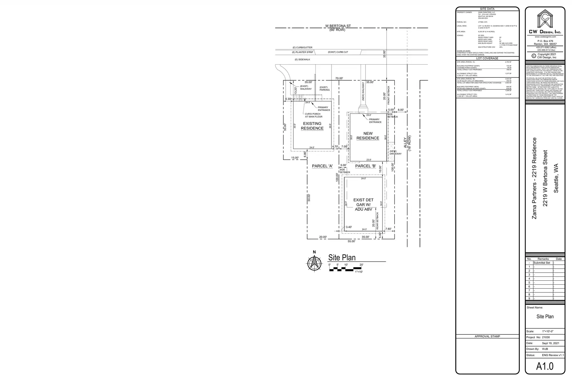 Site plan for 2217 W Bertona St