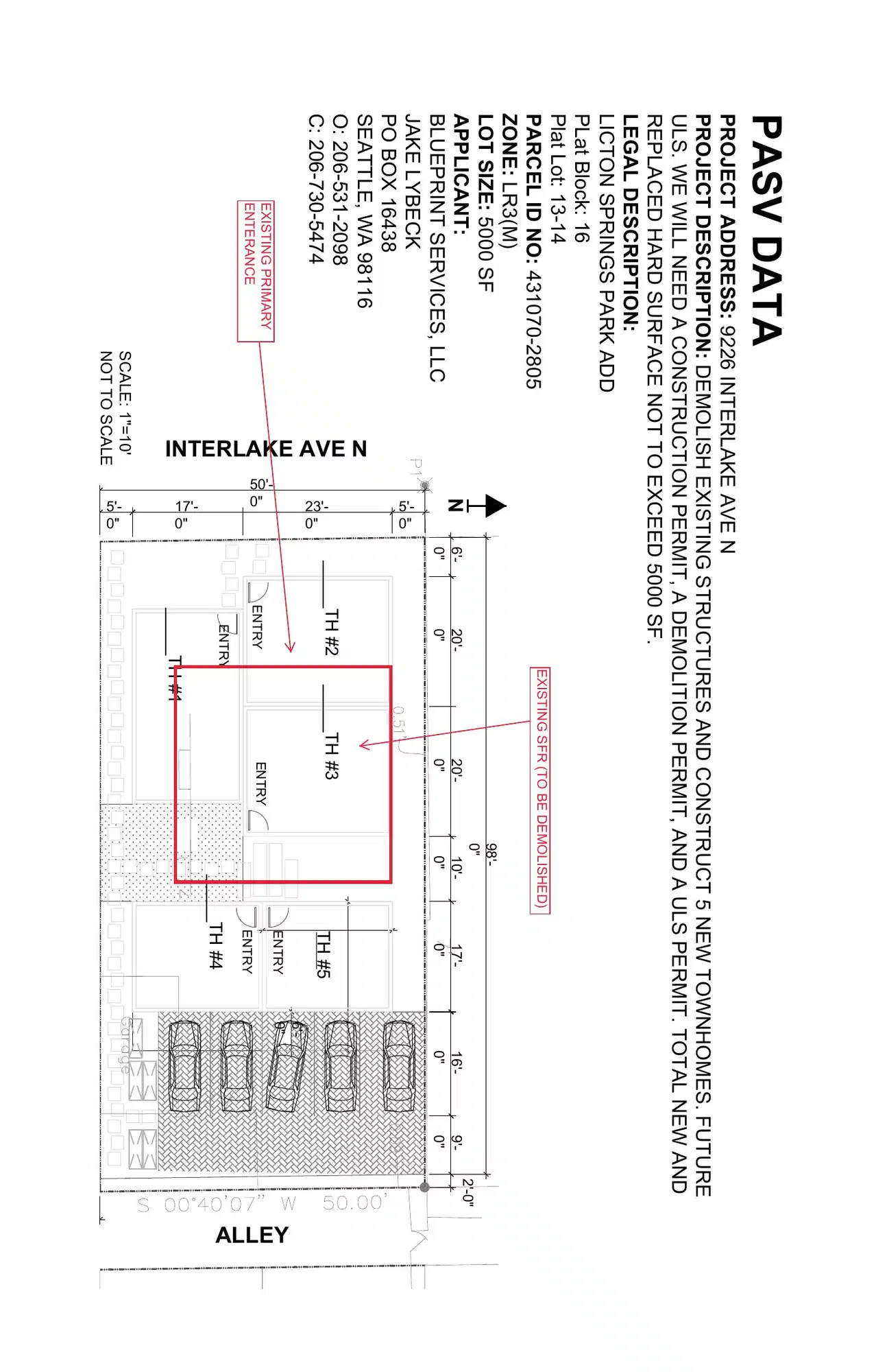 Site plan for 9218 Interlake Ave N