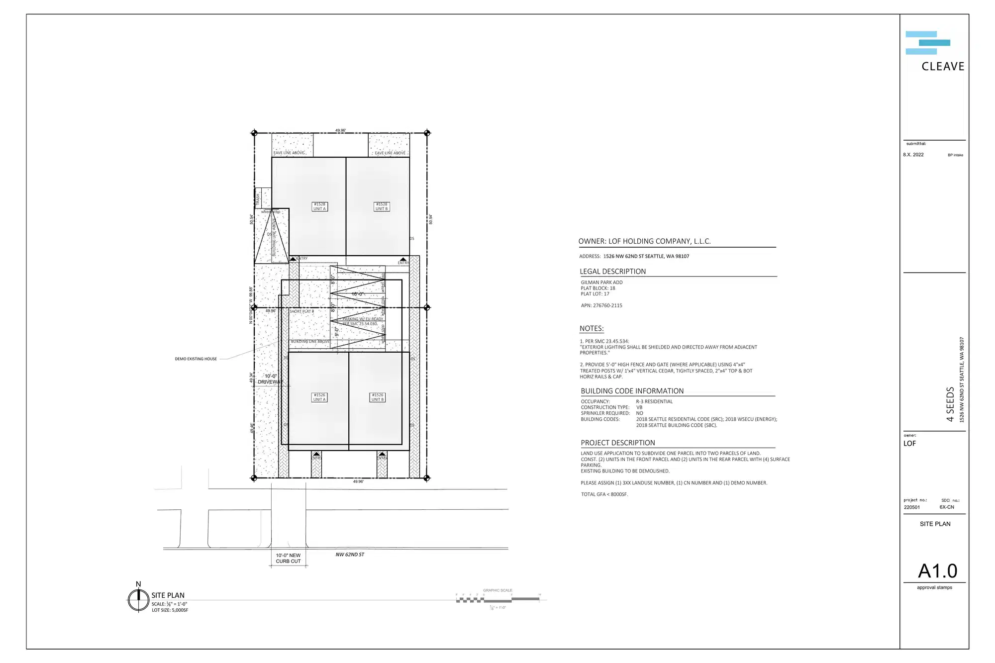 Site plan for 1526 NW 62nd St