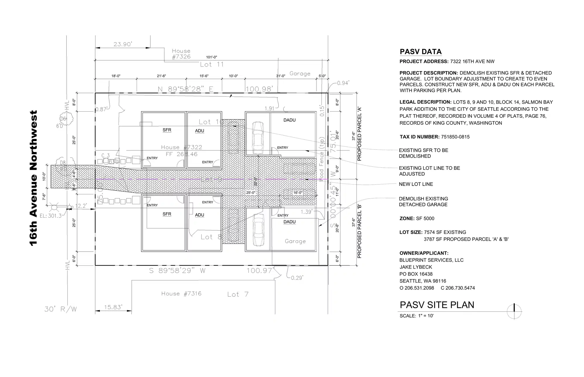 Site plan for 7318 16th Ave NW