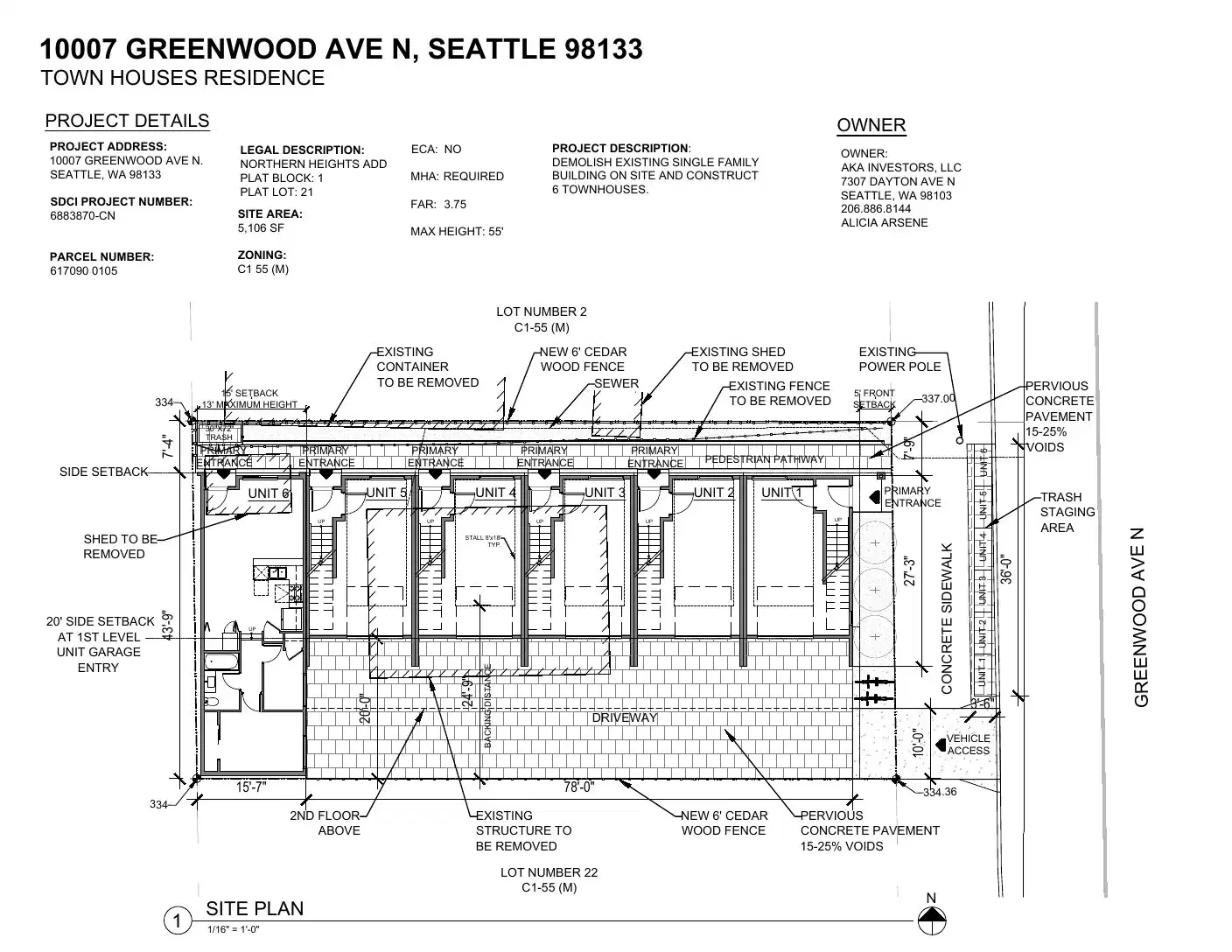 Site plan for 10007 Greenwood Ave N