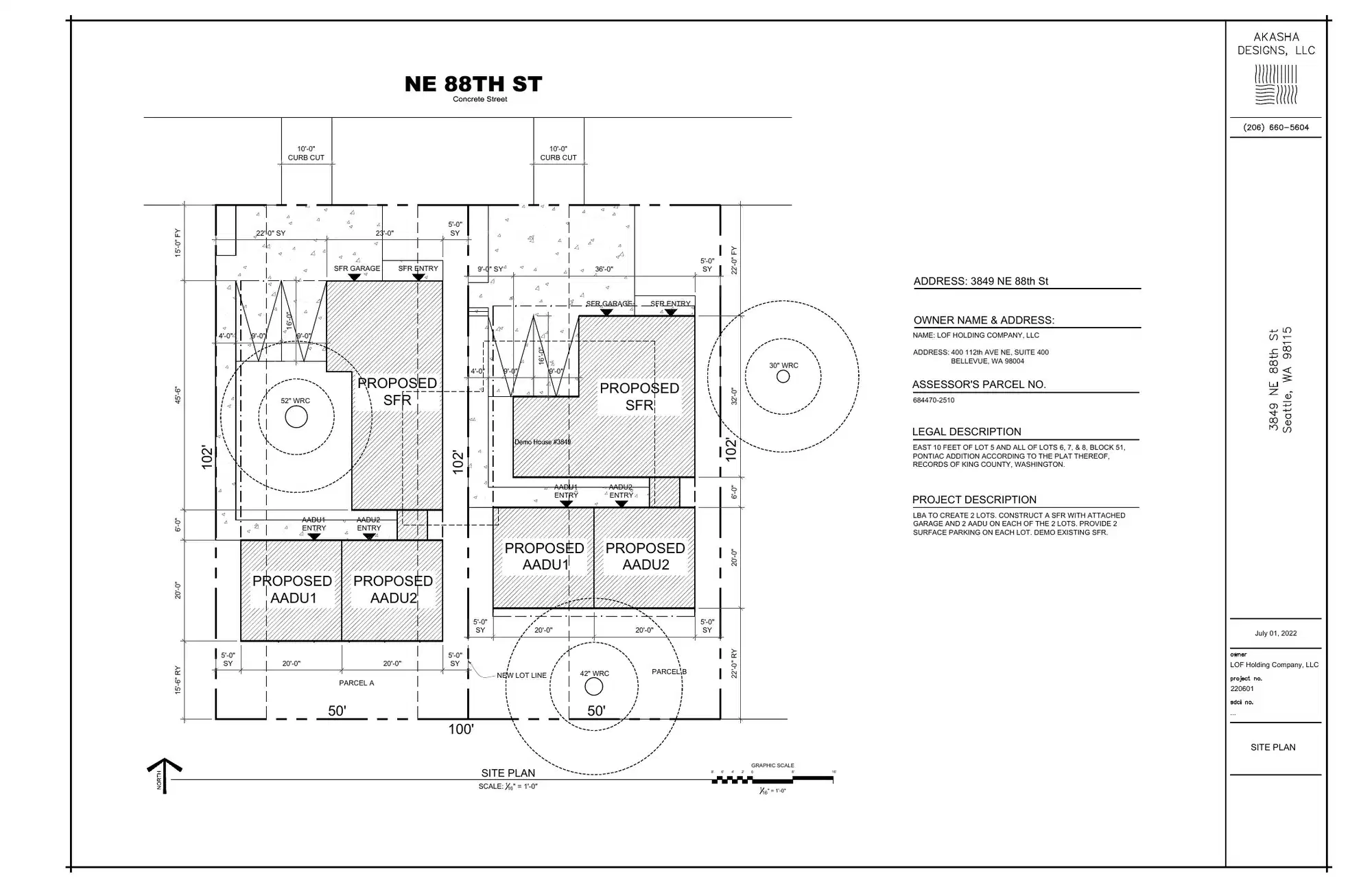 Site plan for 3849 NE 88th St