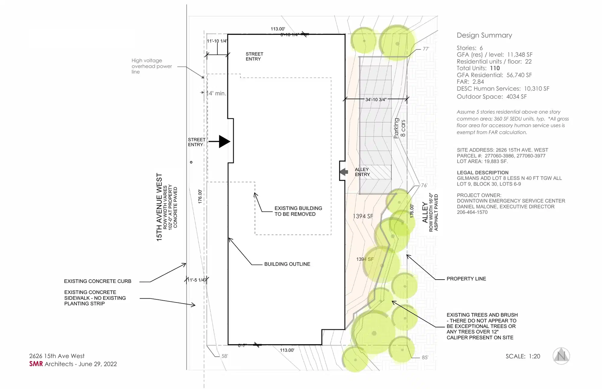 Site plan for 2626 15th Ave W