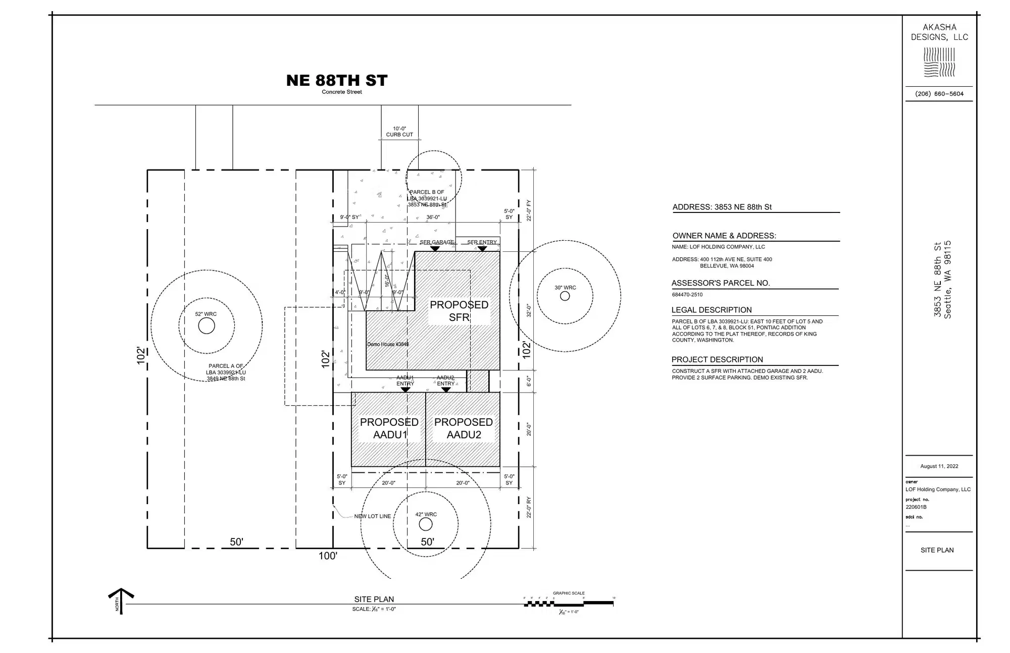 Site plan for 3853 NE 88th St