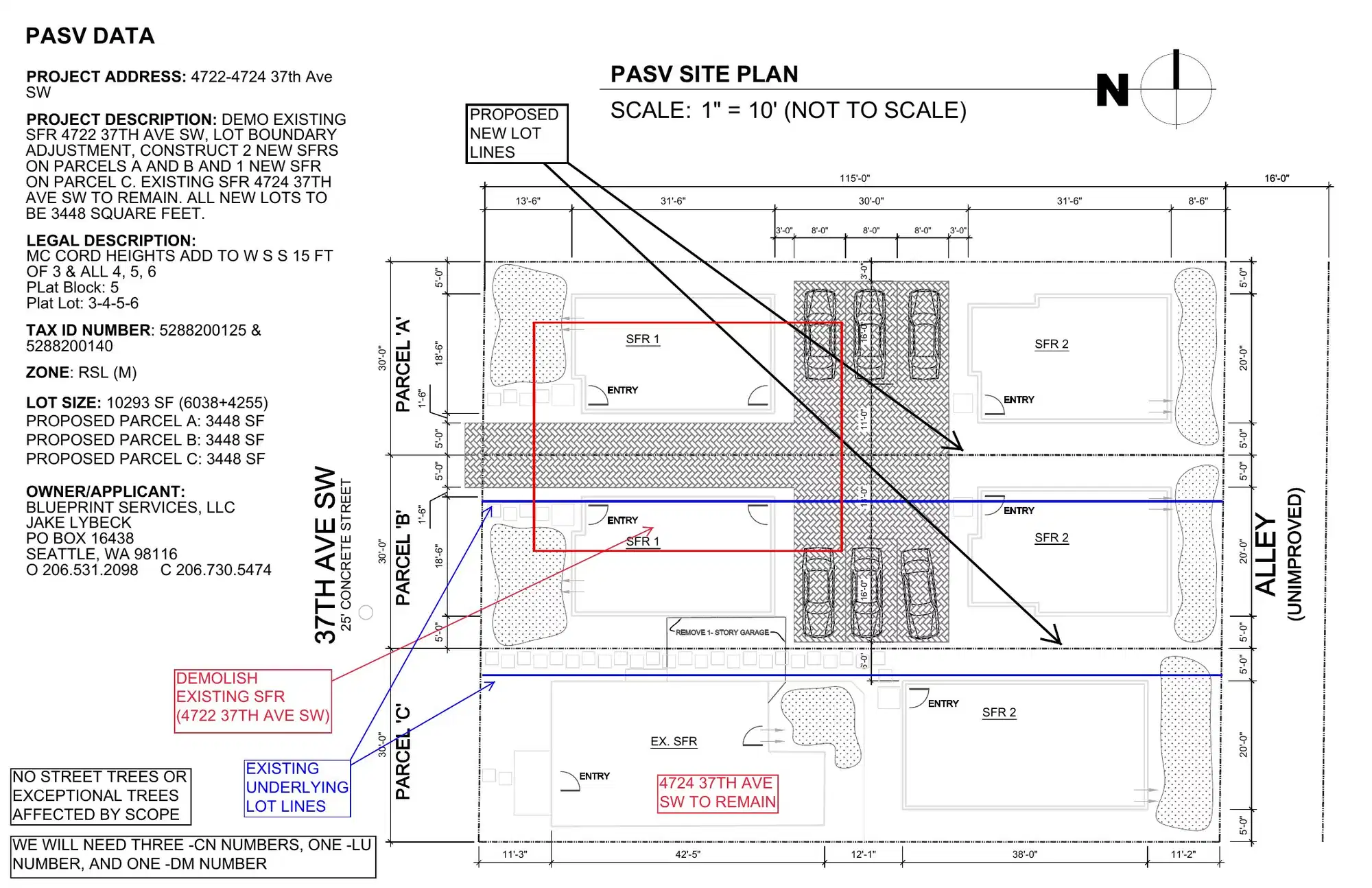 Site plan for 4720 A 37th Ave SW