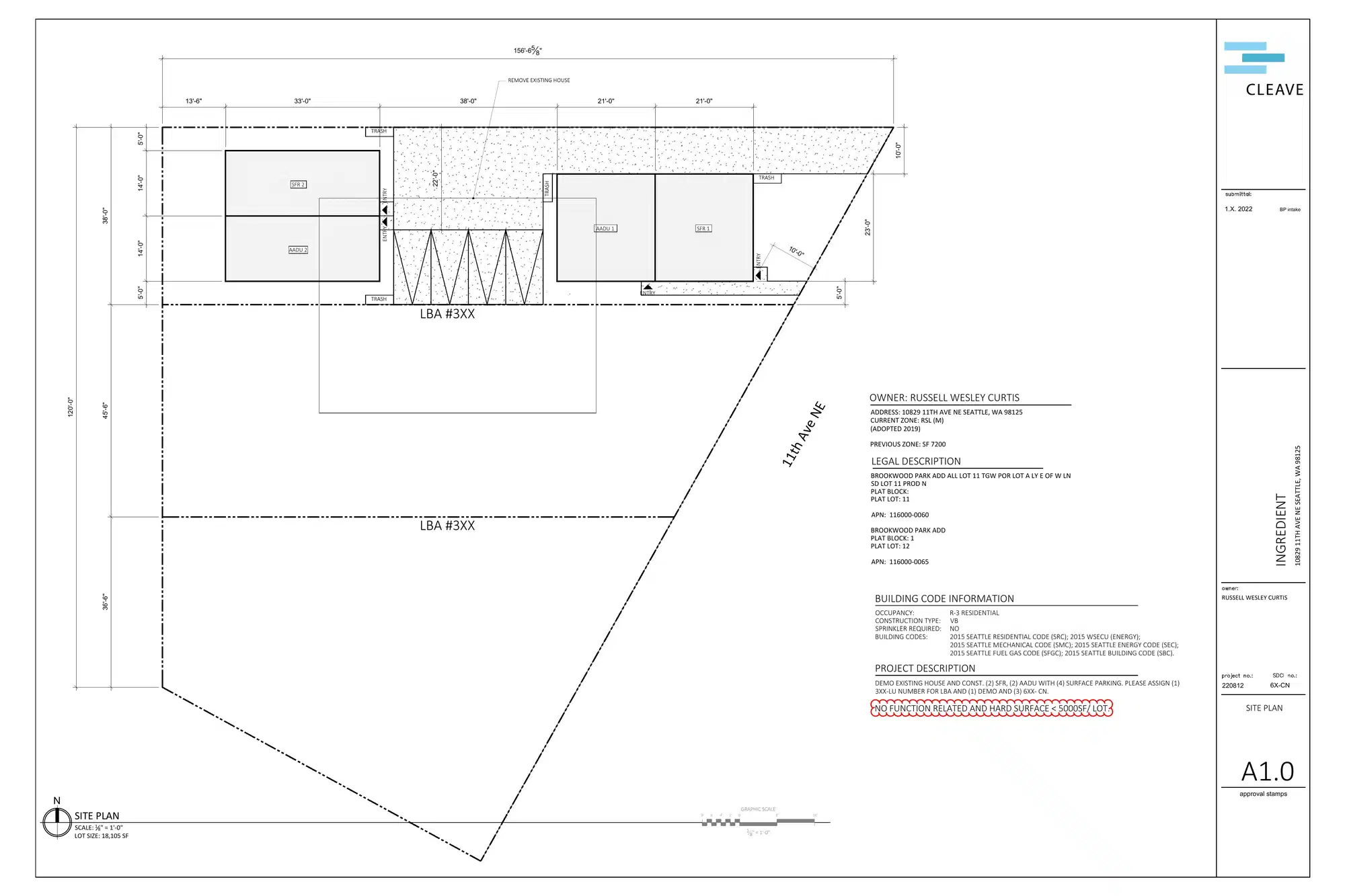 Site plan for 10829 11th Ave NE
