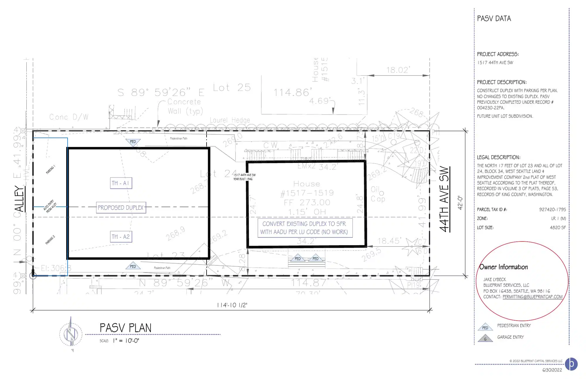 Site plan for 1515 44th Ave SW