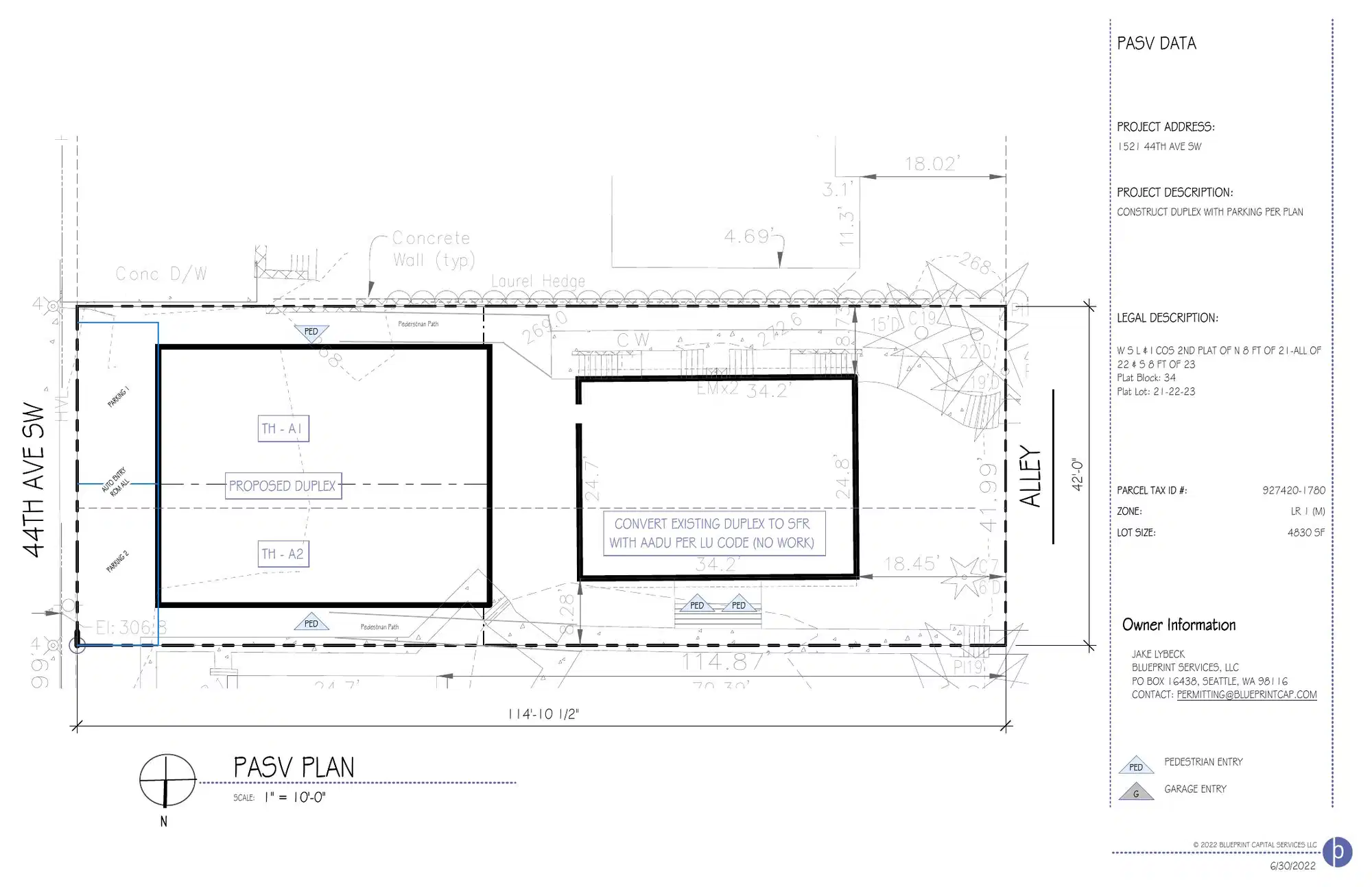 Site plan for 1519 44th Ave SW
