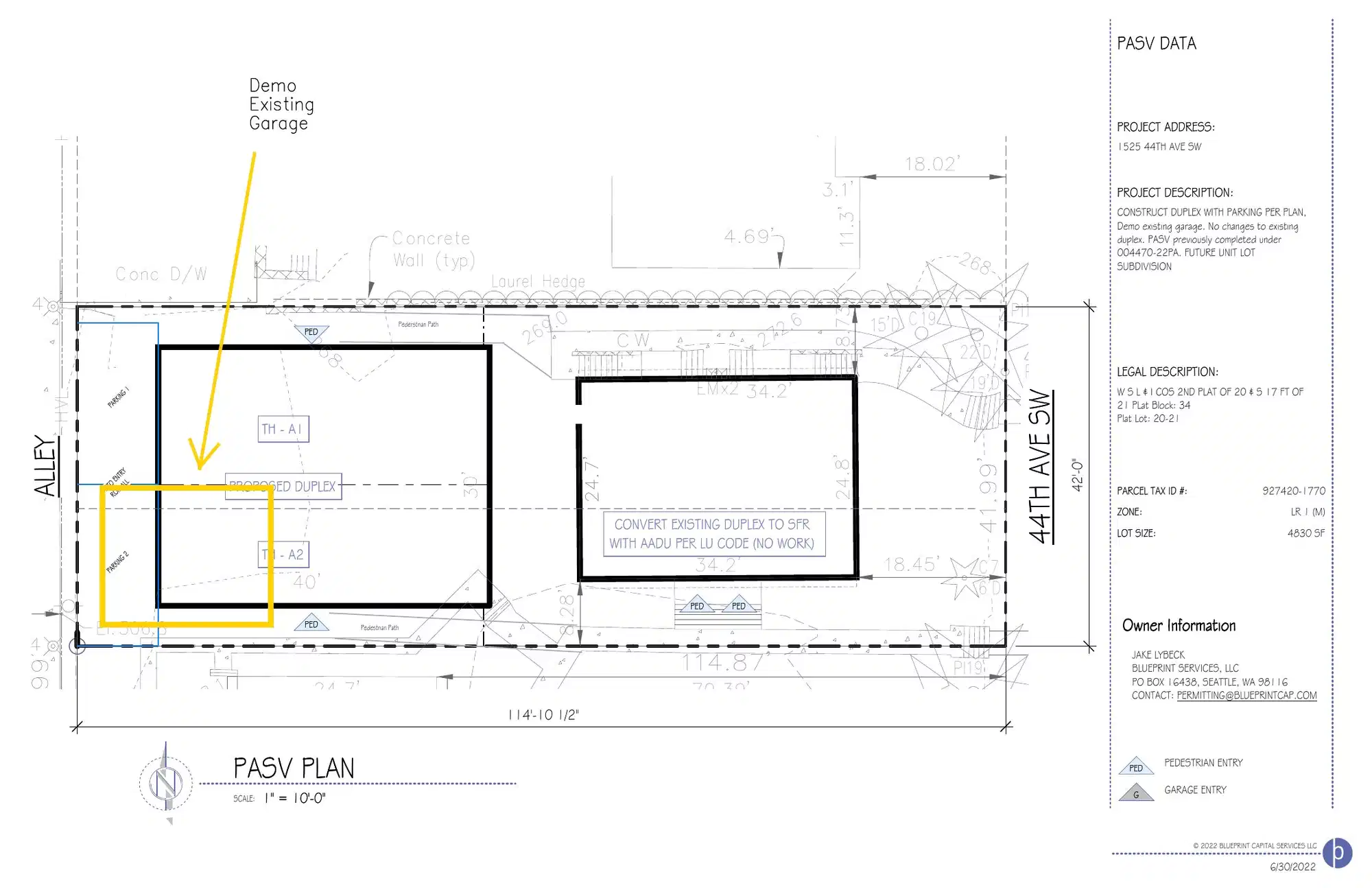 Site plan for 1523 44th Ave SW