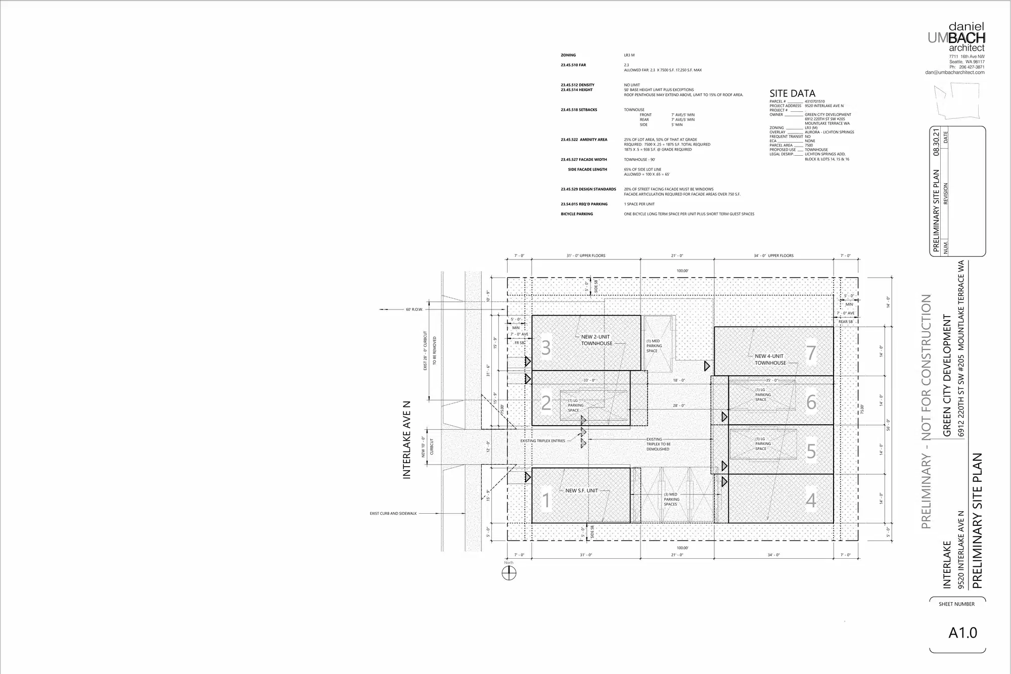 Site plan for 9520 Interlake Ave N