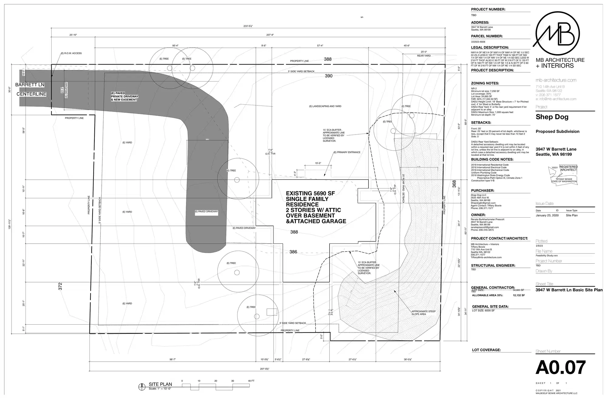 Site plan for 3949 A W Barrett Ln